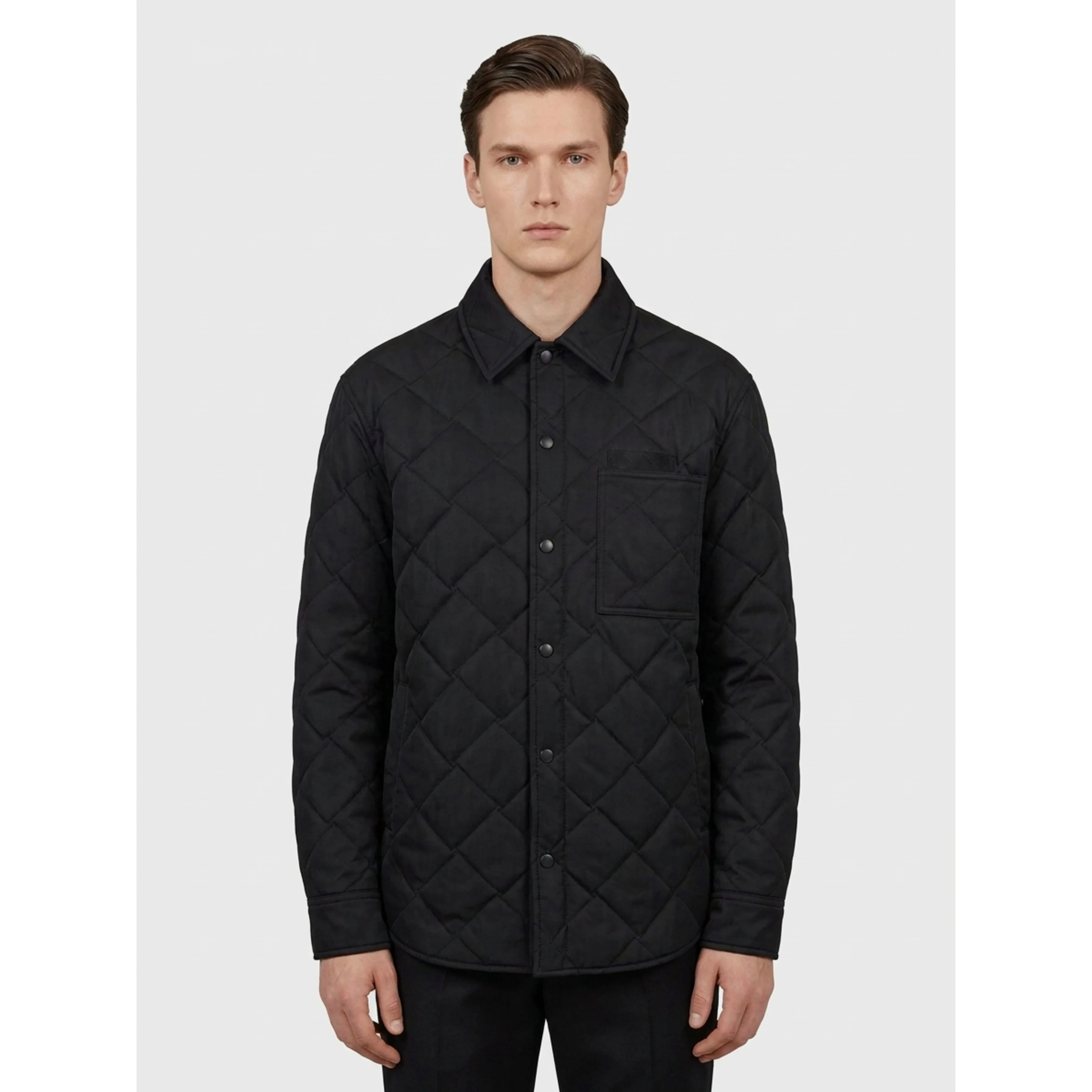 Quilted nylon and cotton overshirt