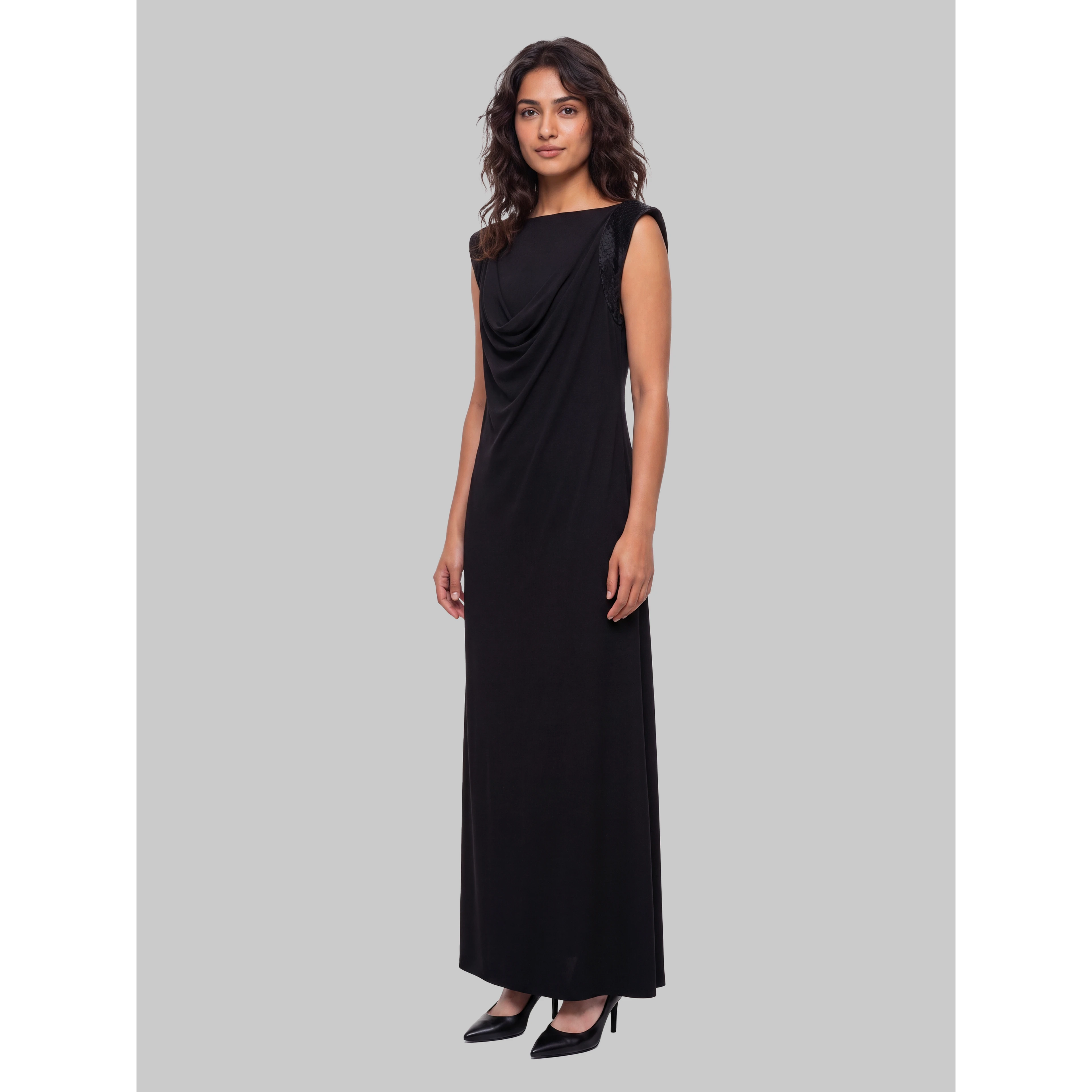 Long dress in viscose crêpe jersey