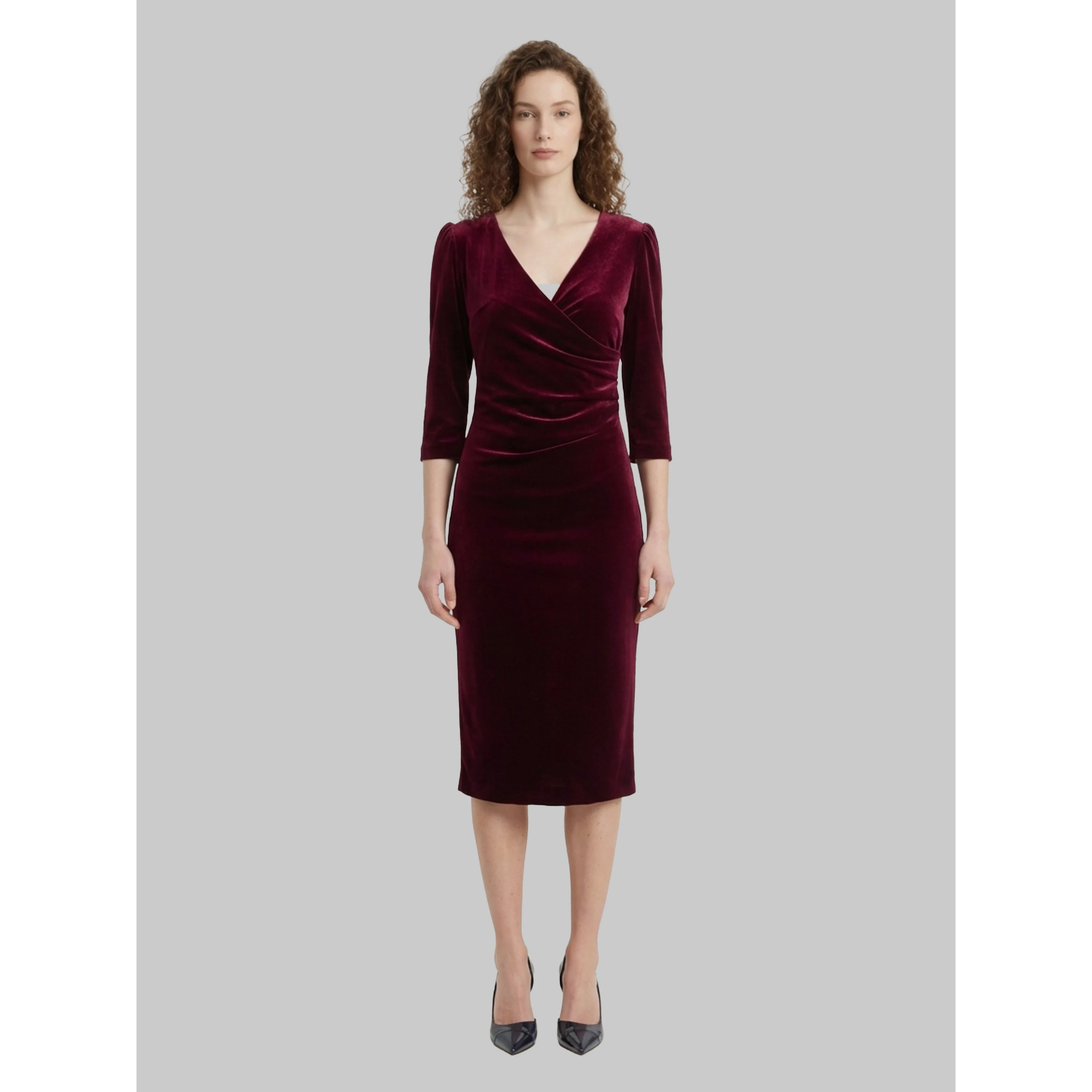 Bordeaux velvet midi dress