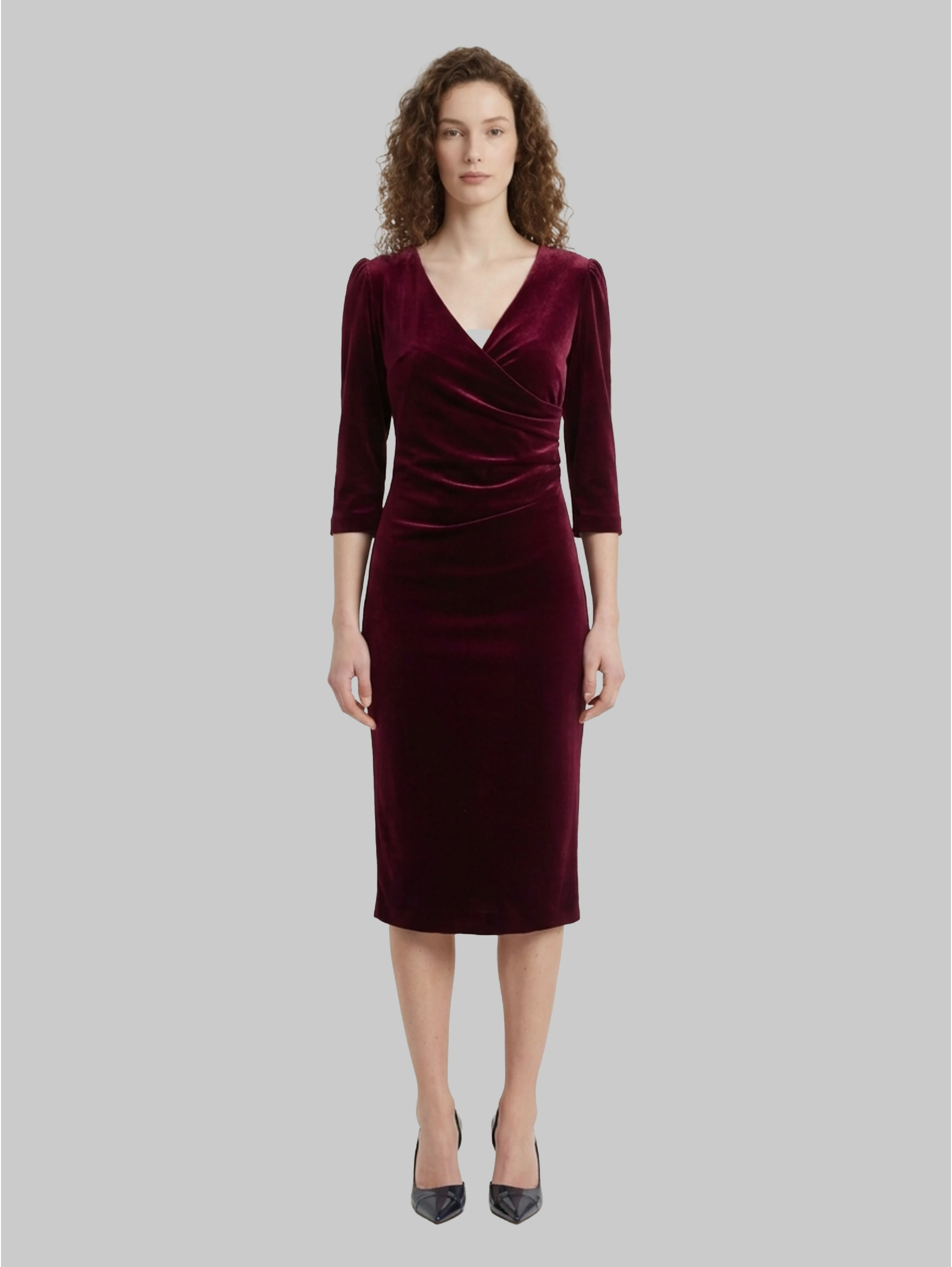 Bordeaux velvet midi dress