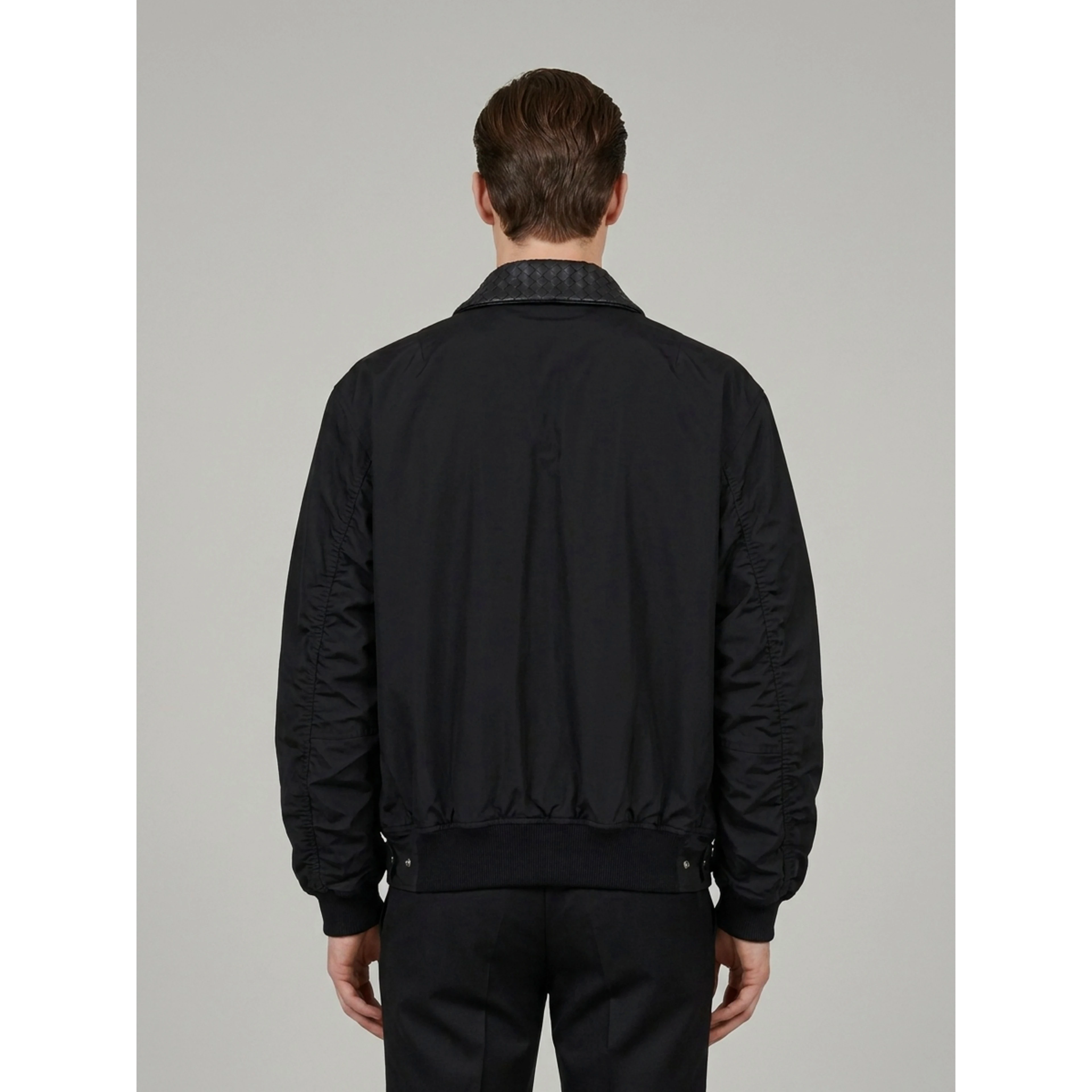 Double black nylon and cotton bomber jacket