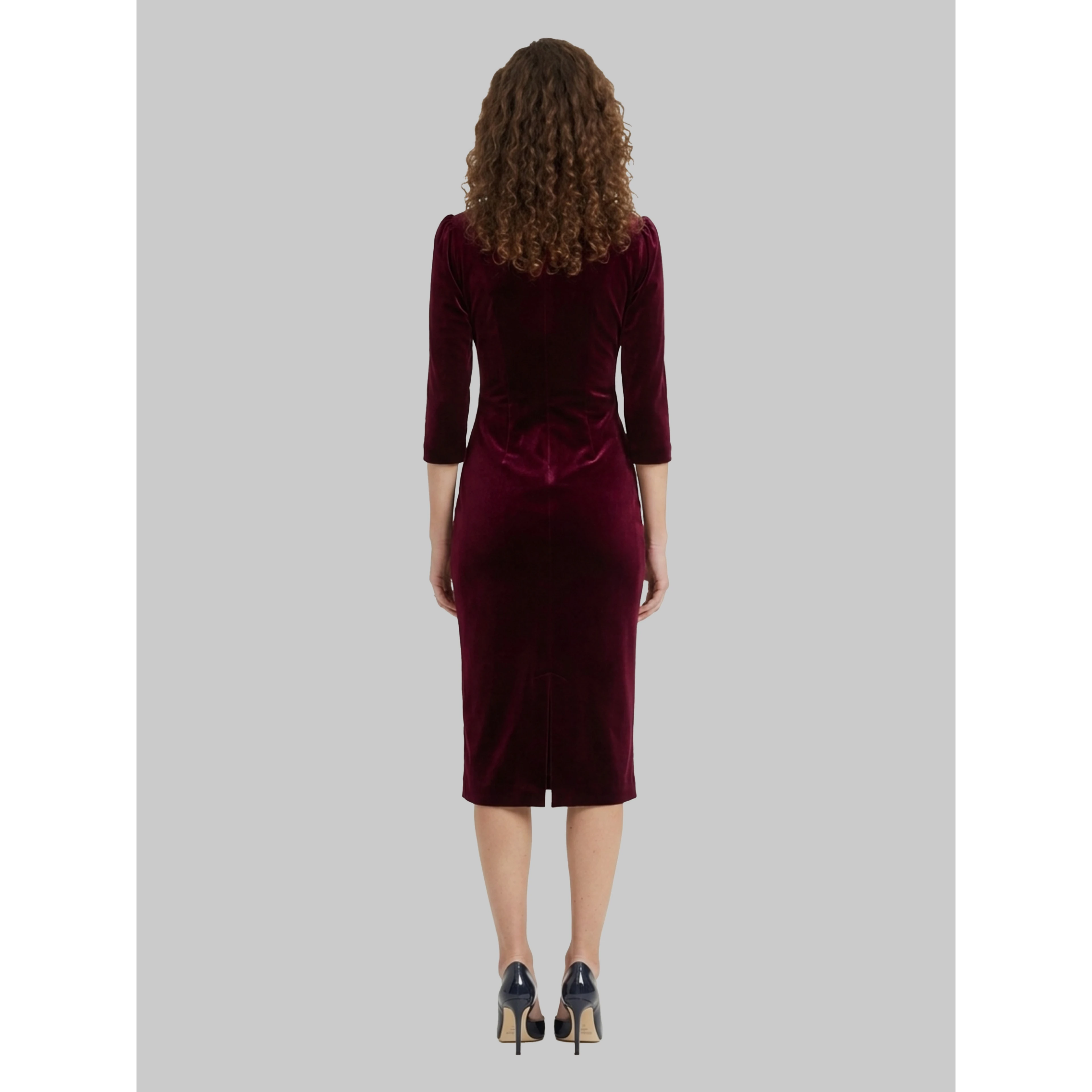 Bordeaux velvet midi dress