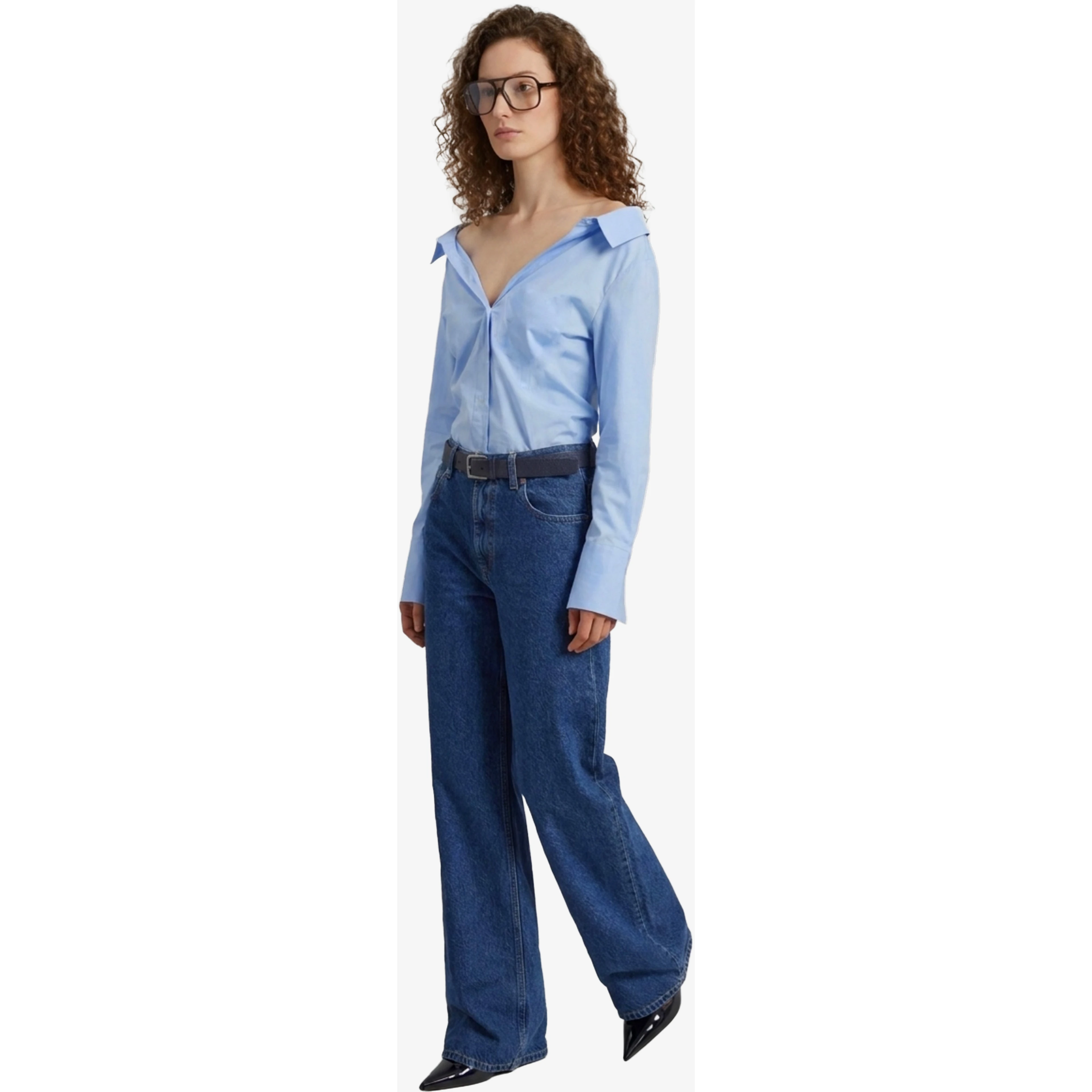 Mela light blue fitted shirt