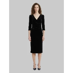 Black velvet midi dress