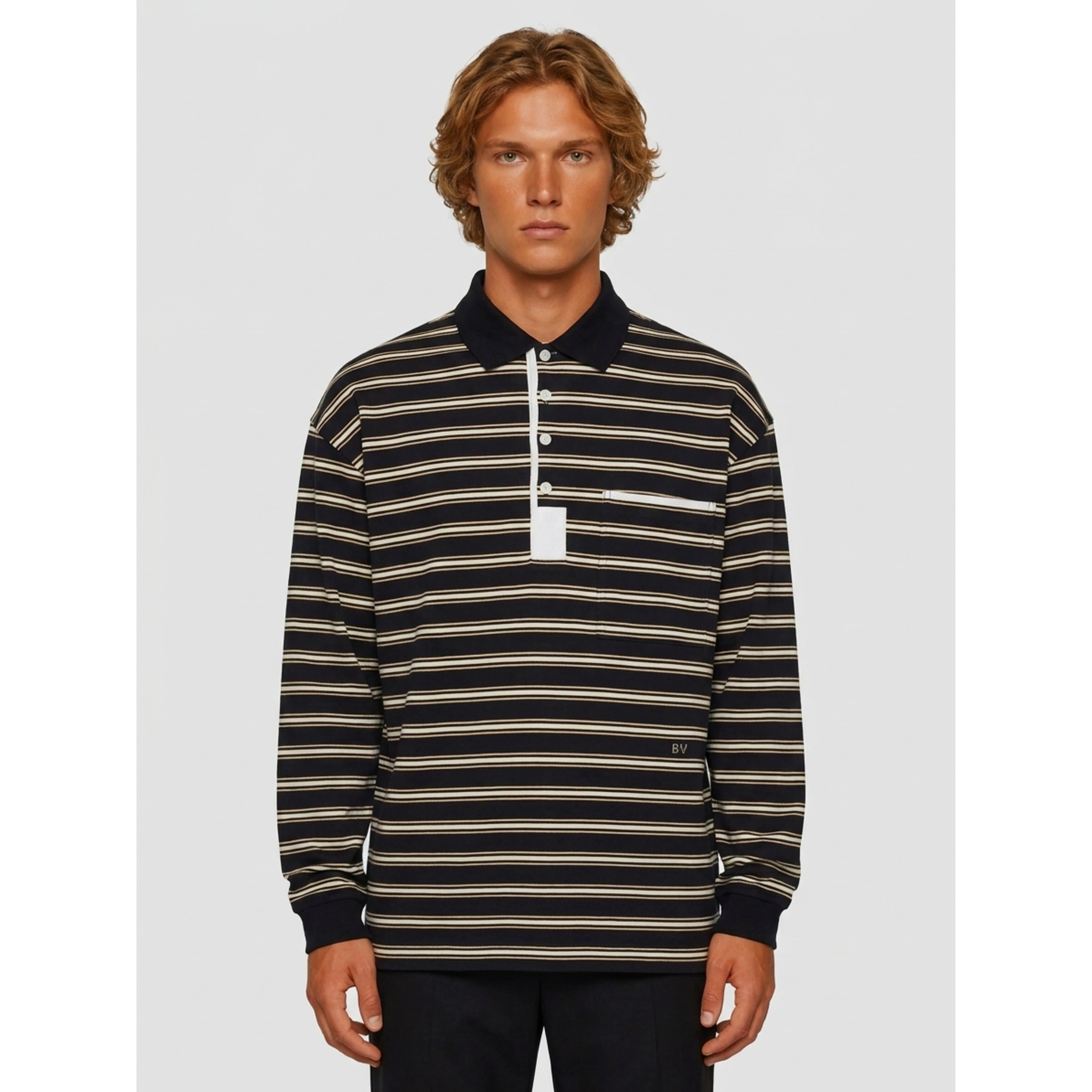 Striped cotton polo shirt