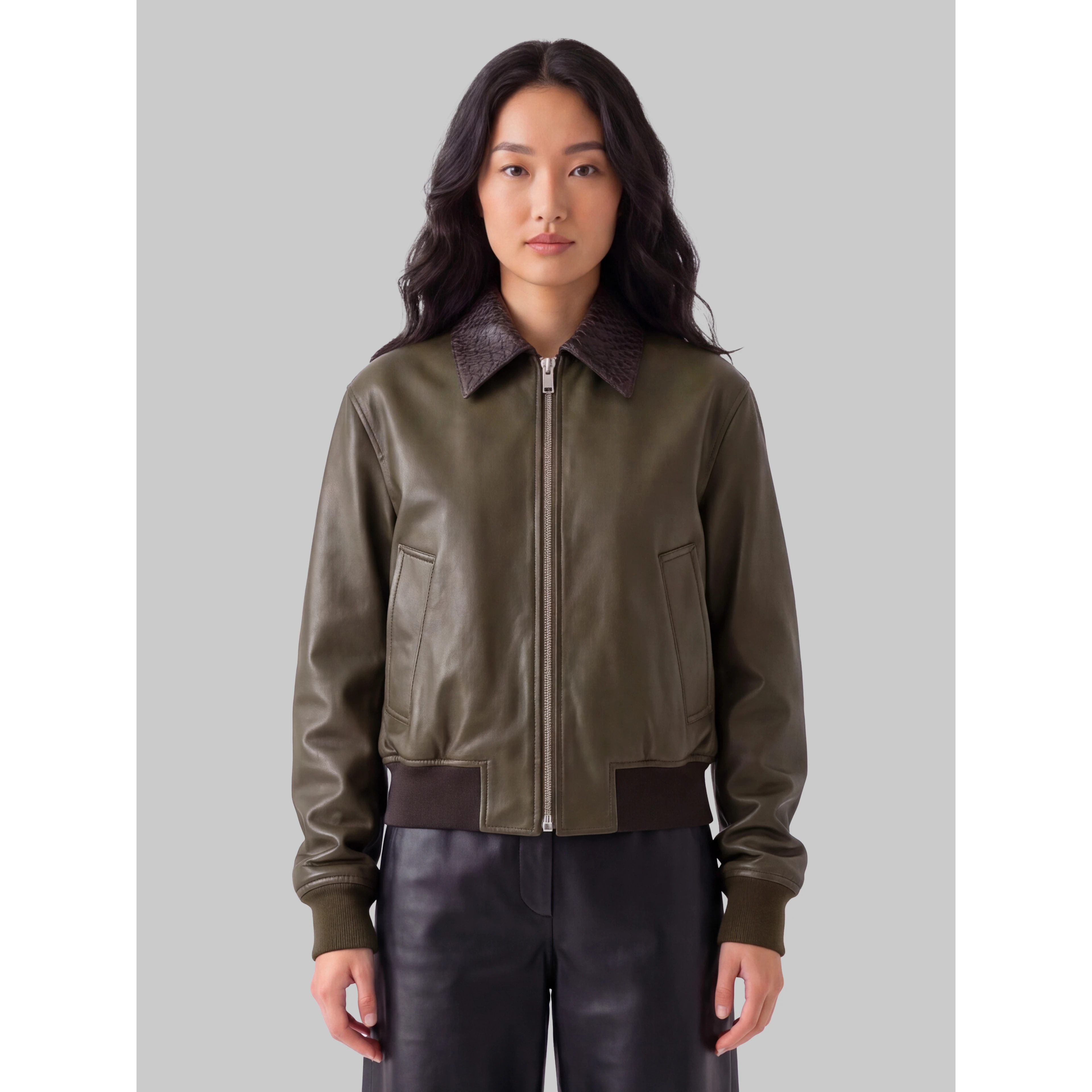 Glossy leather jacket