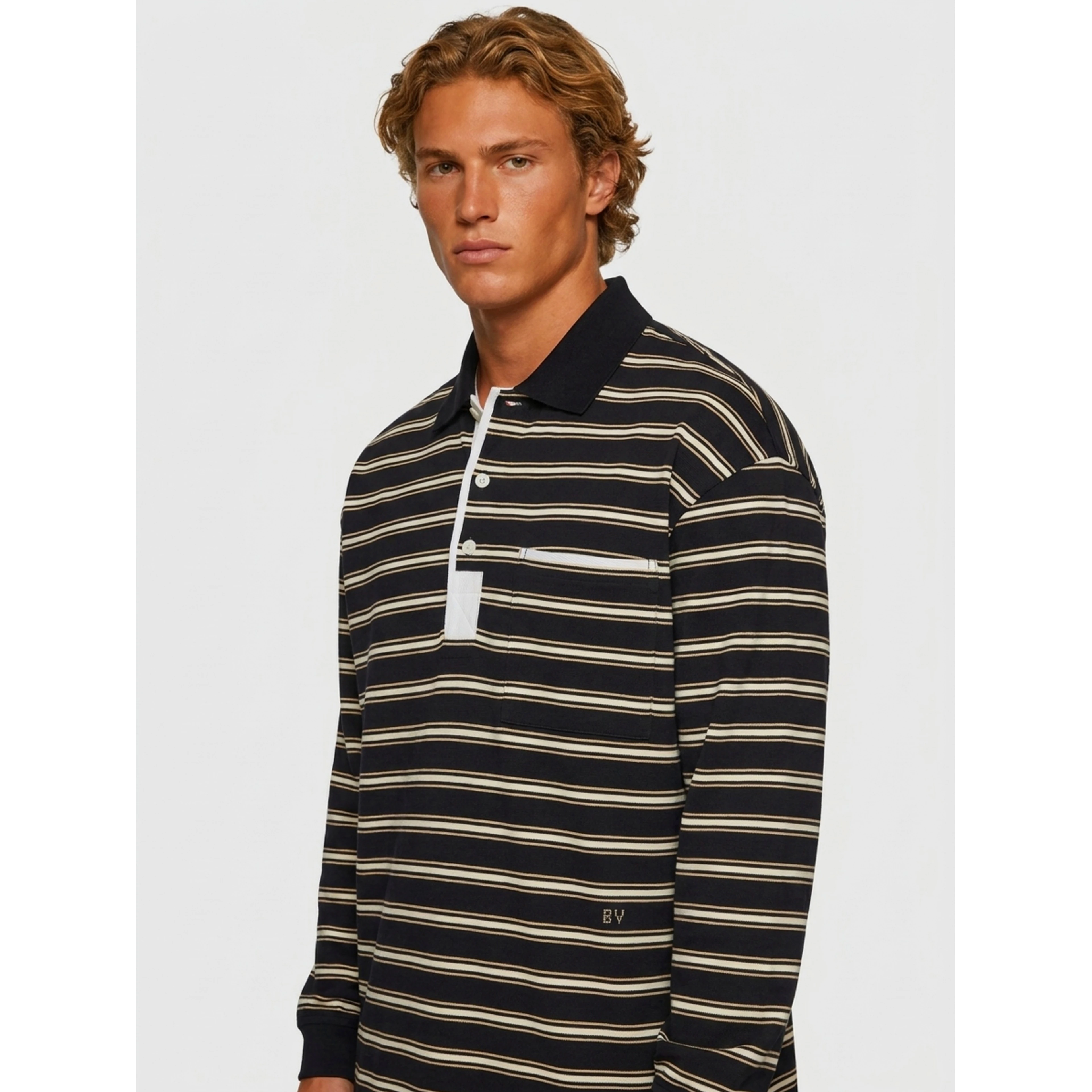 Striped cotton polo shirt