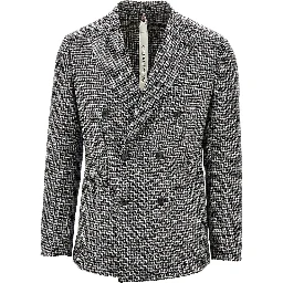 Houndstooth wool double-breasted jacket