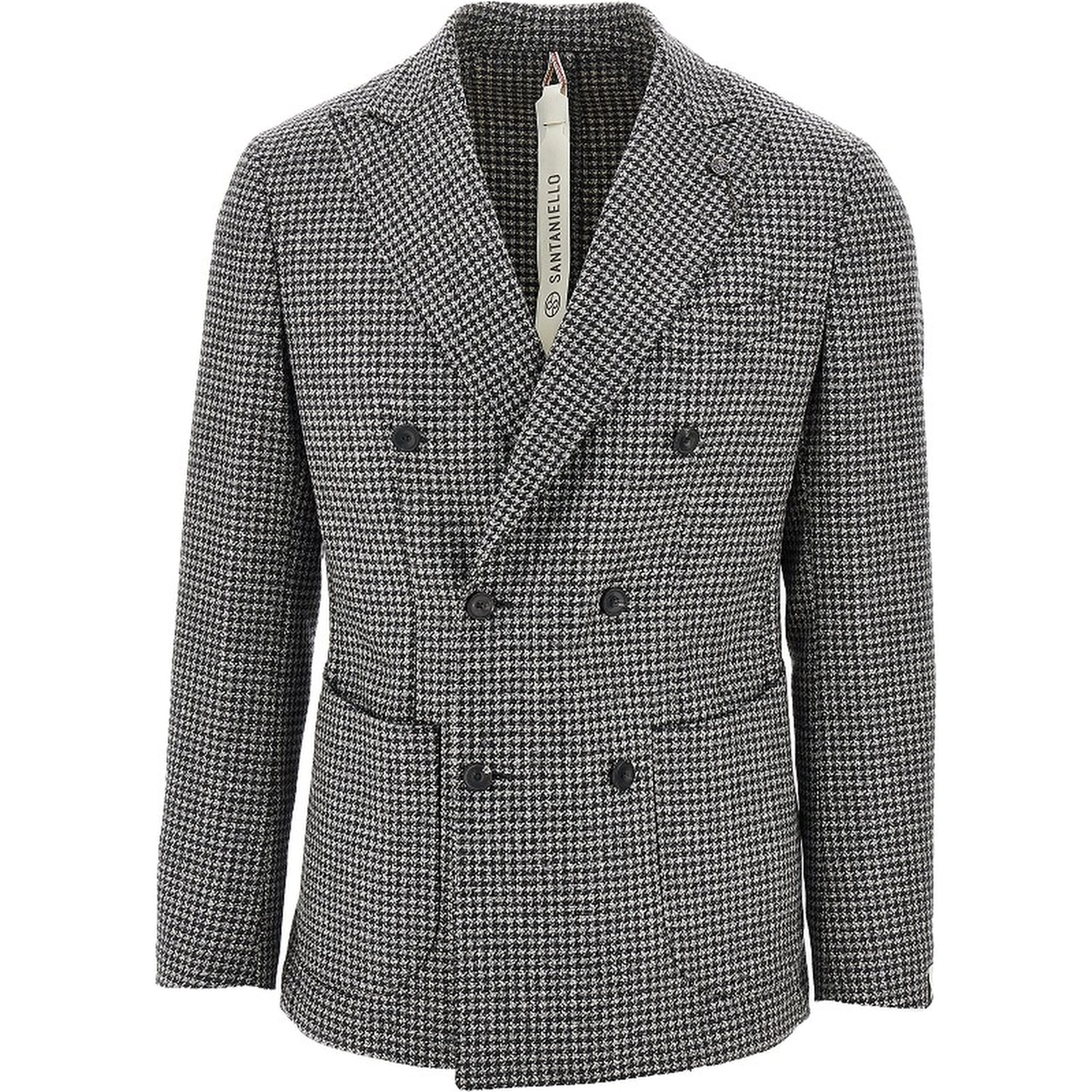 Houndstooth wool double-breasted jacket