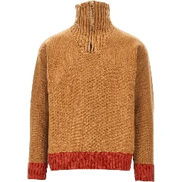 Zippered collar wool sweater