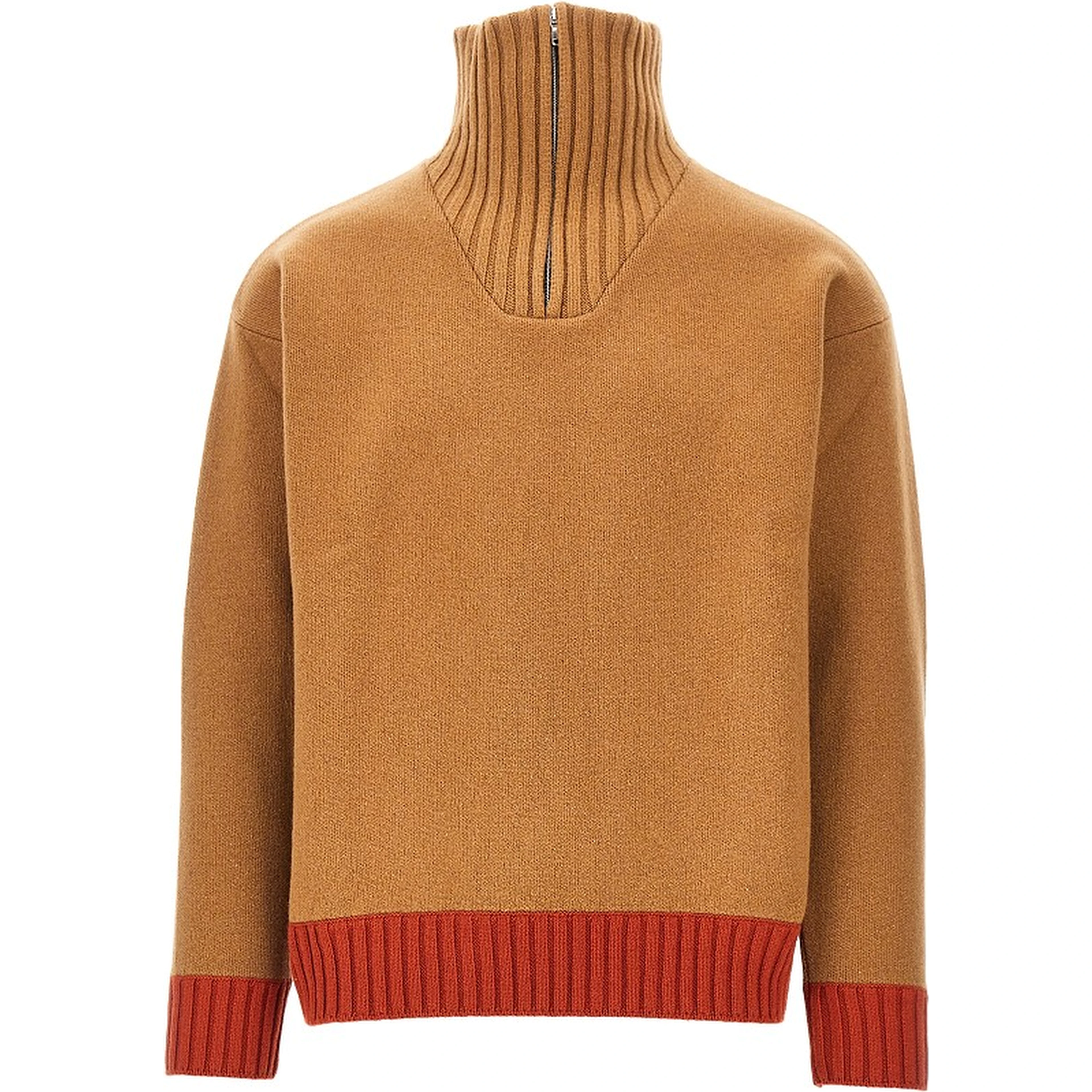 Zippered collar wool sweater
