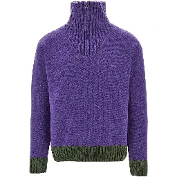 Zippered collar wool sweater