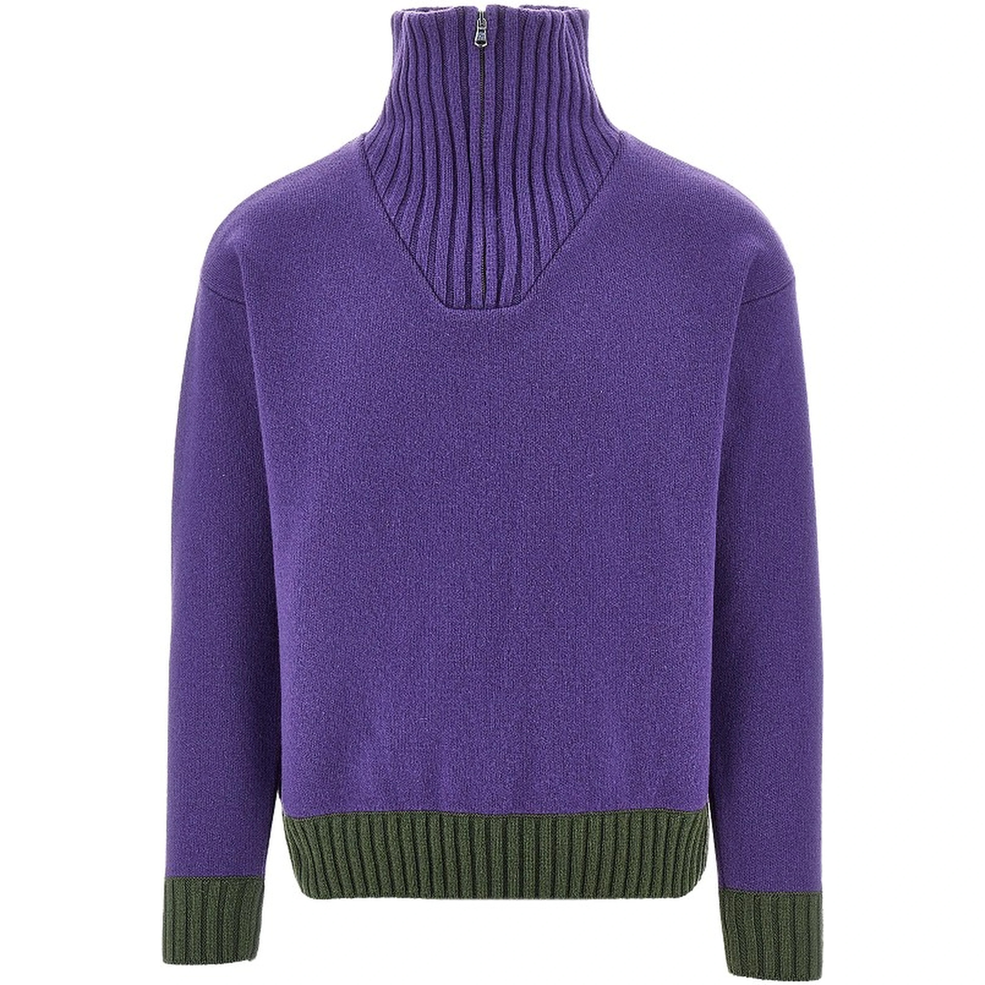 Zippered collar wool sweater