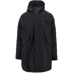 Cotton parka coat with faux shearling lining