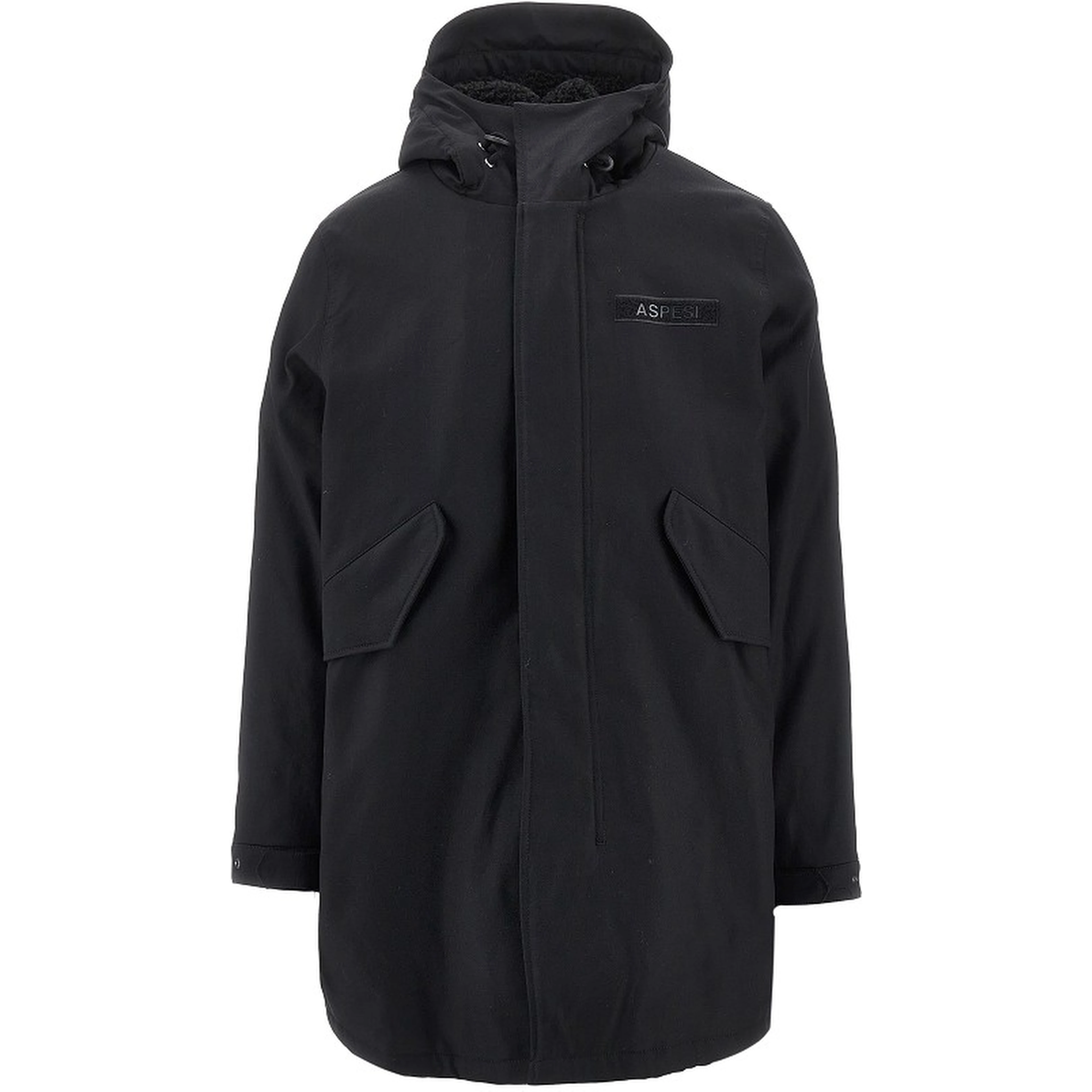 Cotton parka coat with faux shearling lining