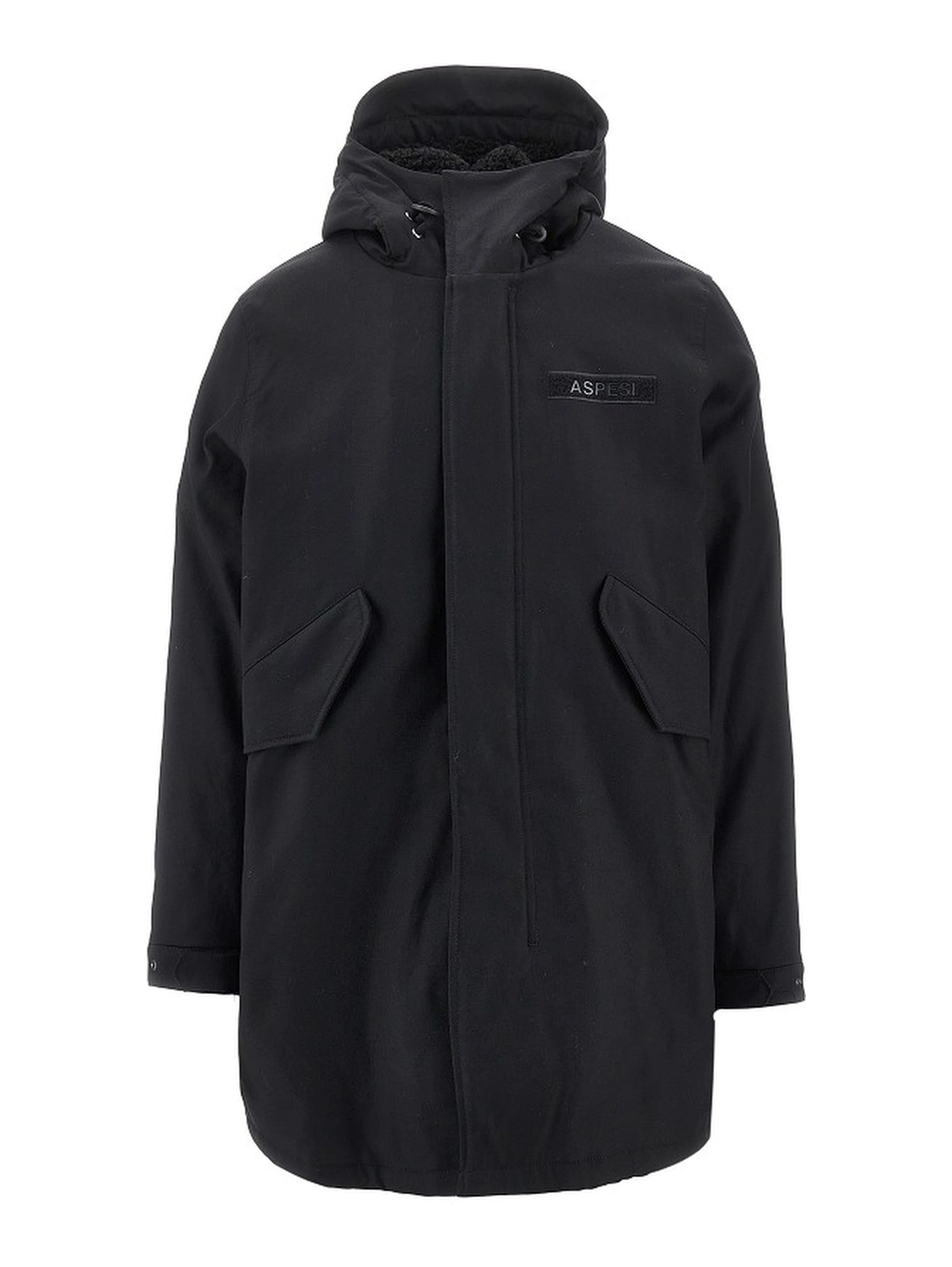 Cotton parka coat with faux shearling lining