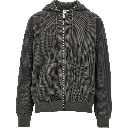 Waffle jersey full-zip hoodie