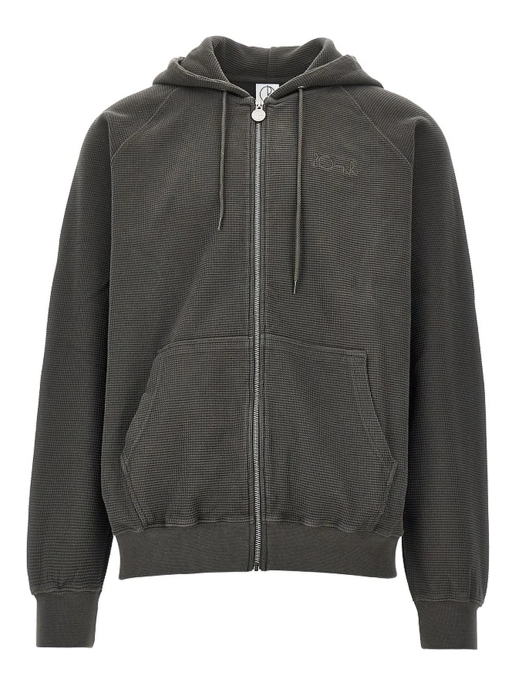 Waffle jersey full-zip hoodie