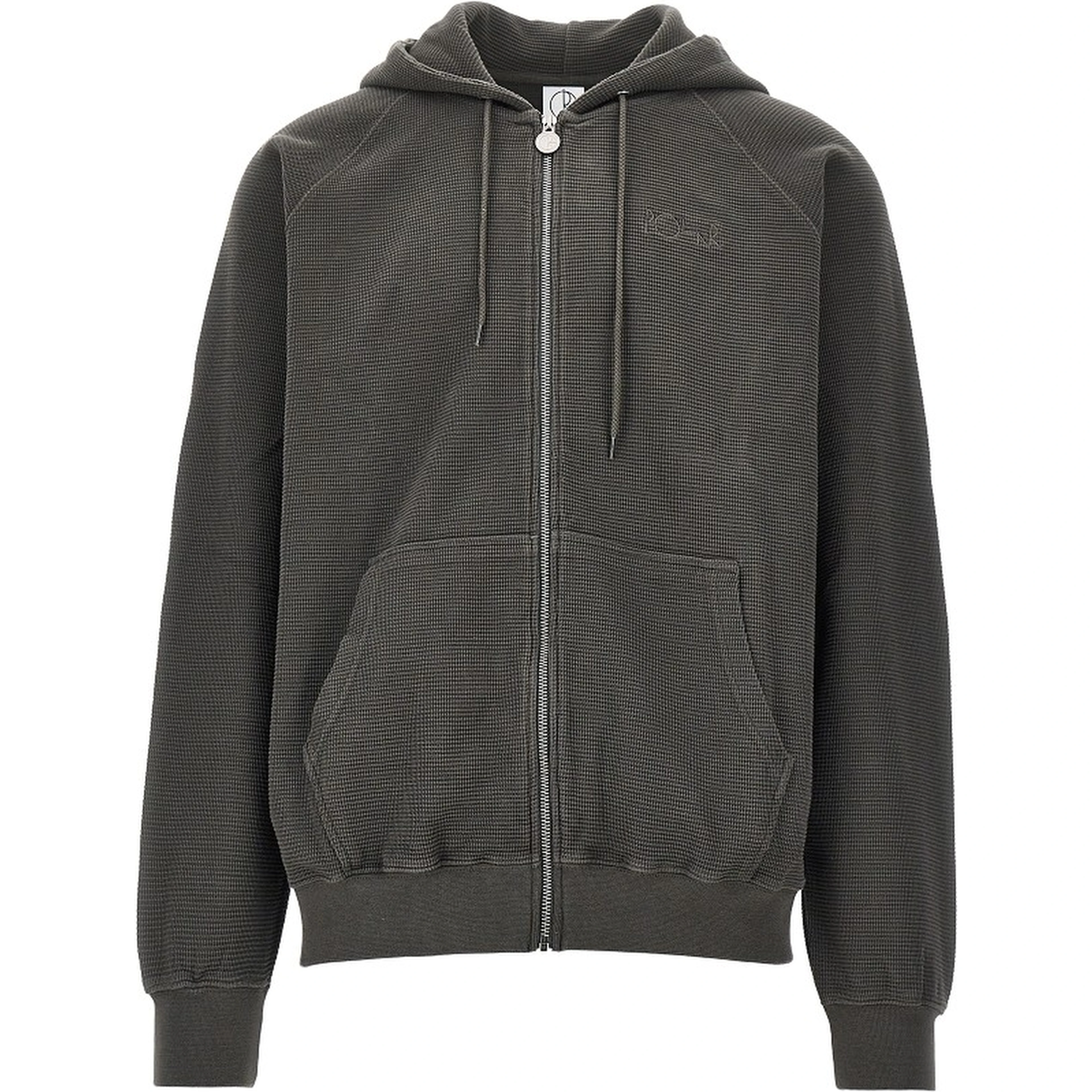 Waffle jersey full-zip hoodie