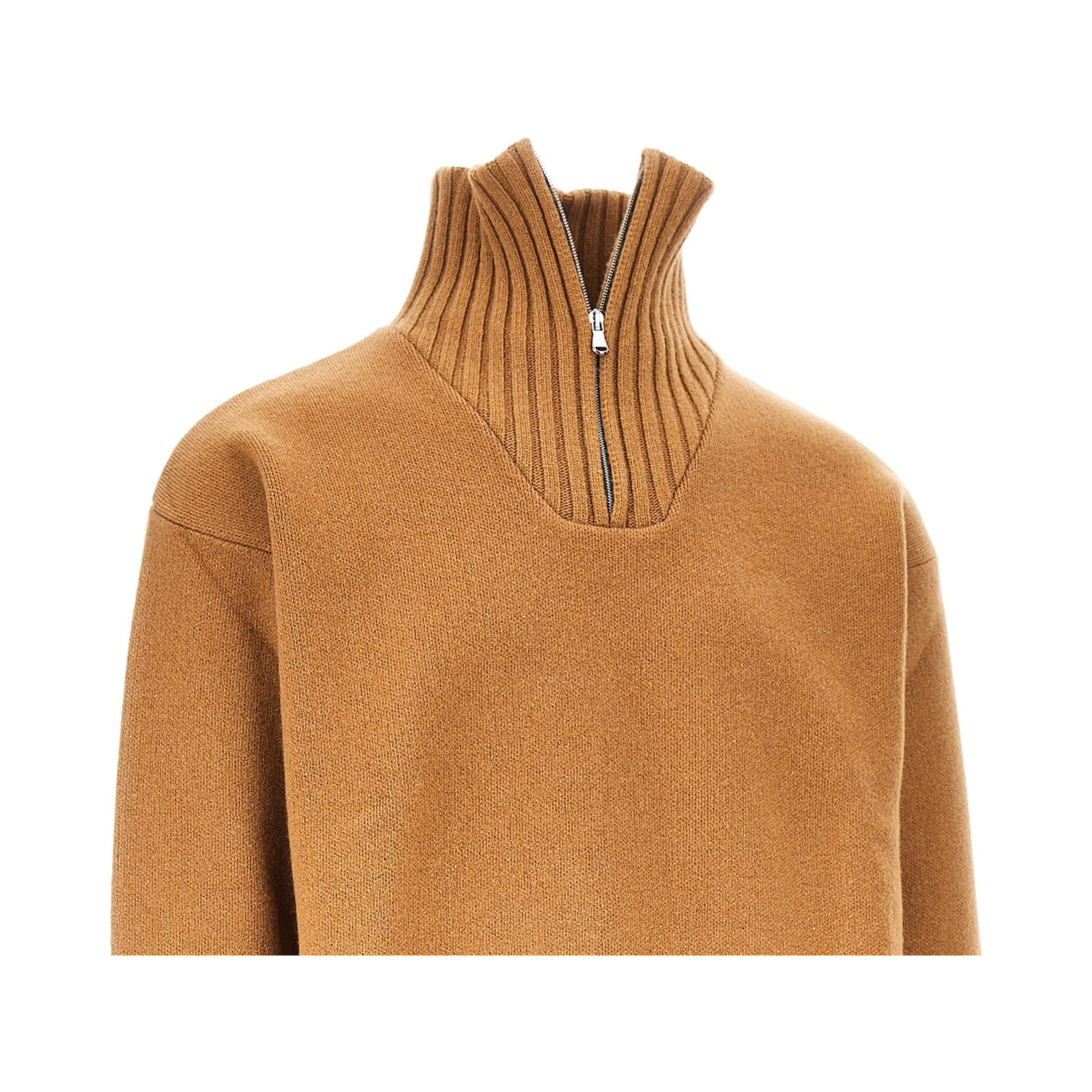 Zippered collar wool sweater