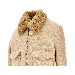 Wool bomber jacket with shearling collar