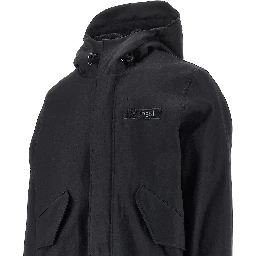 Cotton parka coat with faux shearling lining