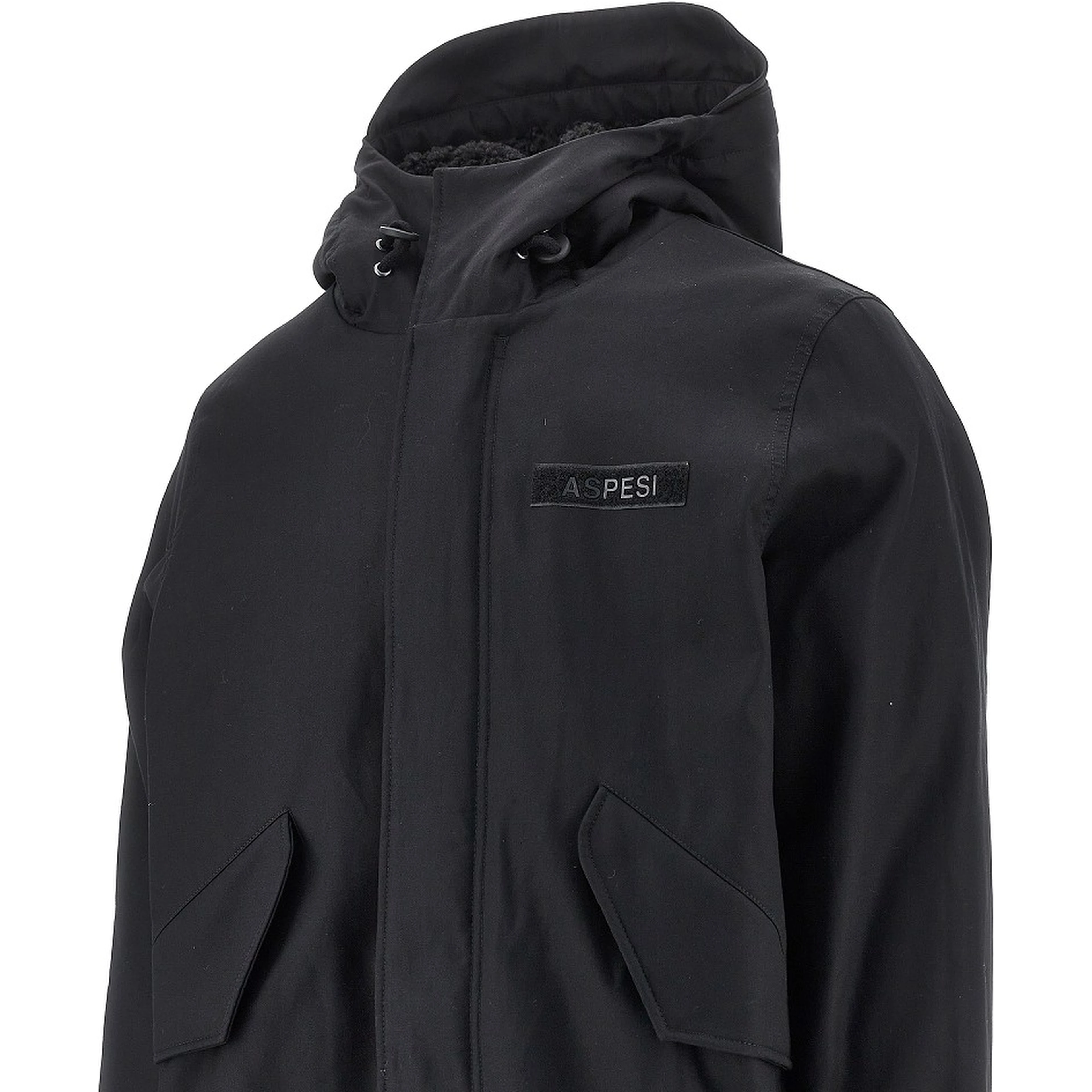 Cotton parka coat with faux shearling lining