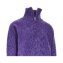 Zippered collar wool sweater