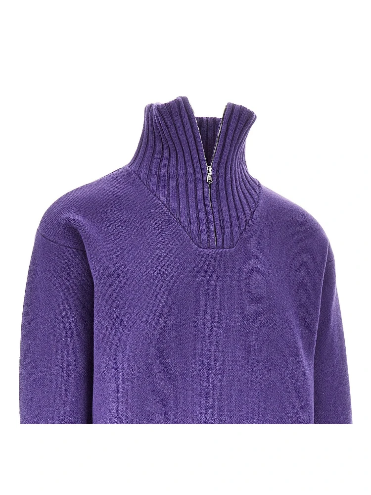 Zippered collar wool sweater alternative
