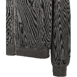 Waffle jersey full-zip hoodie
