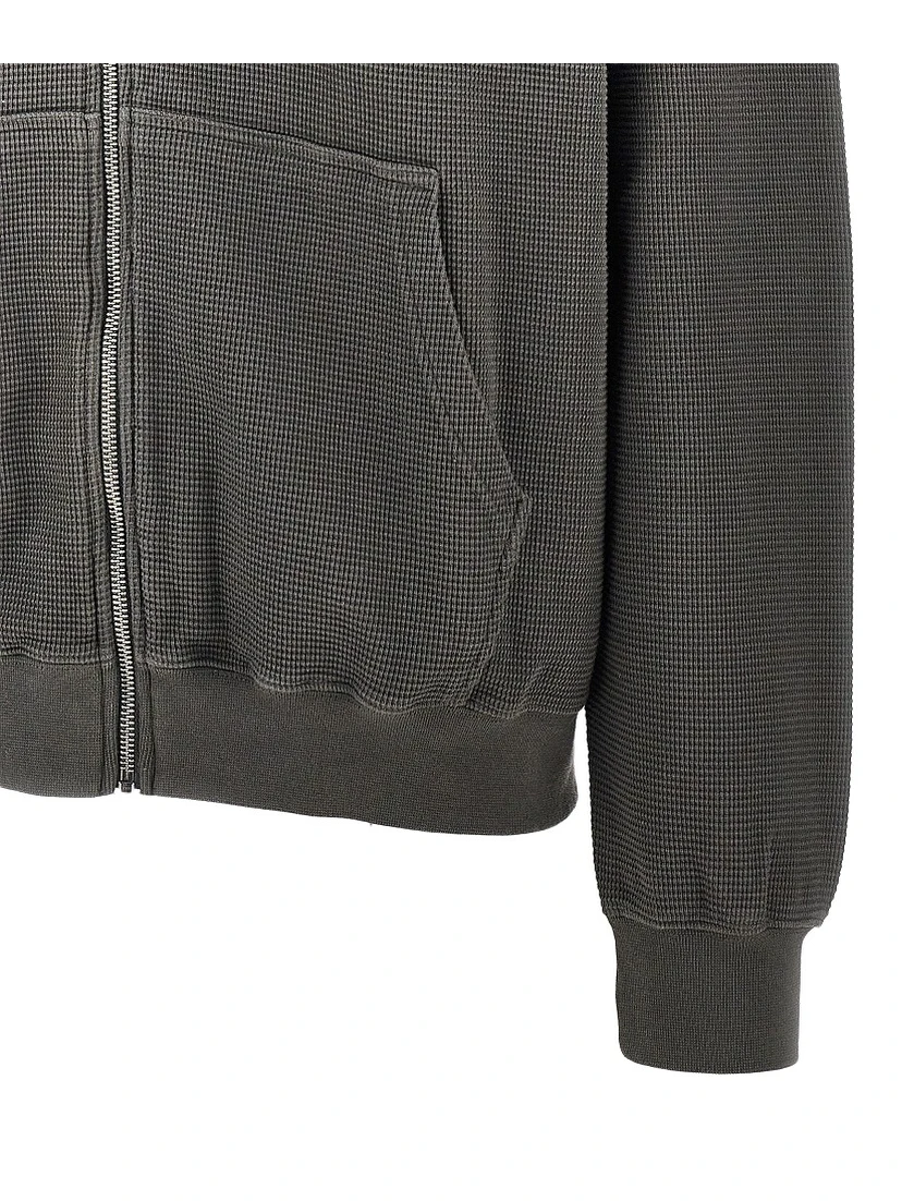Waffle jersey full-zip hoodie