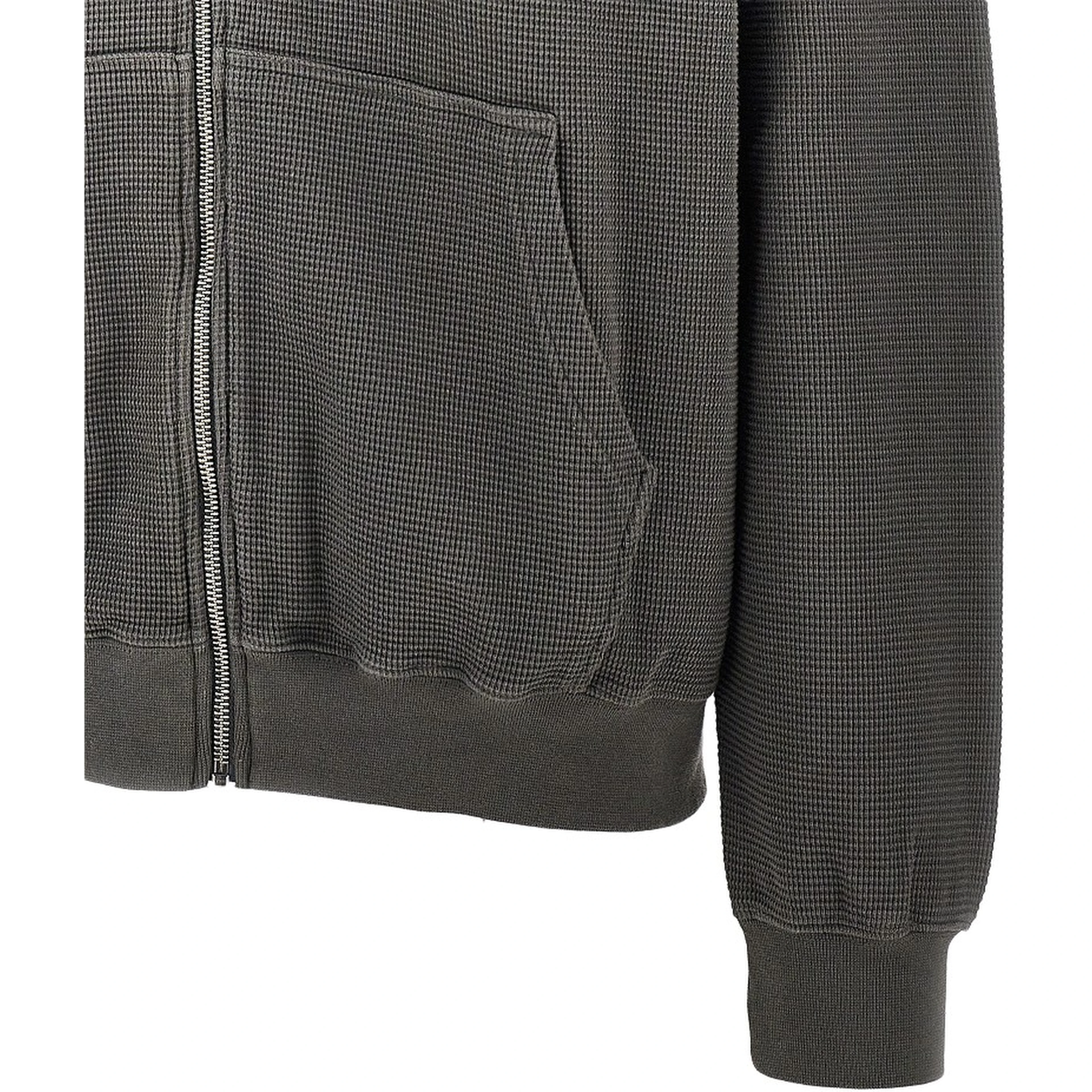 Waffle jersey full-zip hoodie