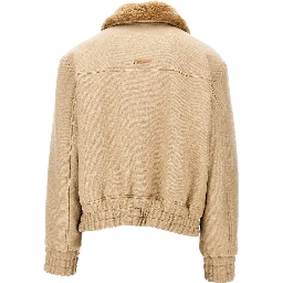 Wool bomber jacket with shearling collar