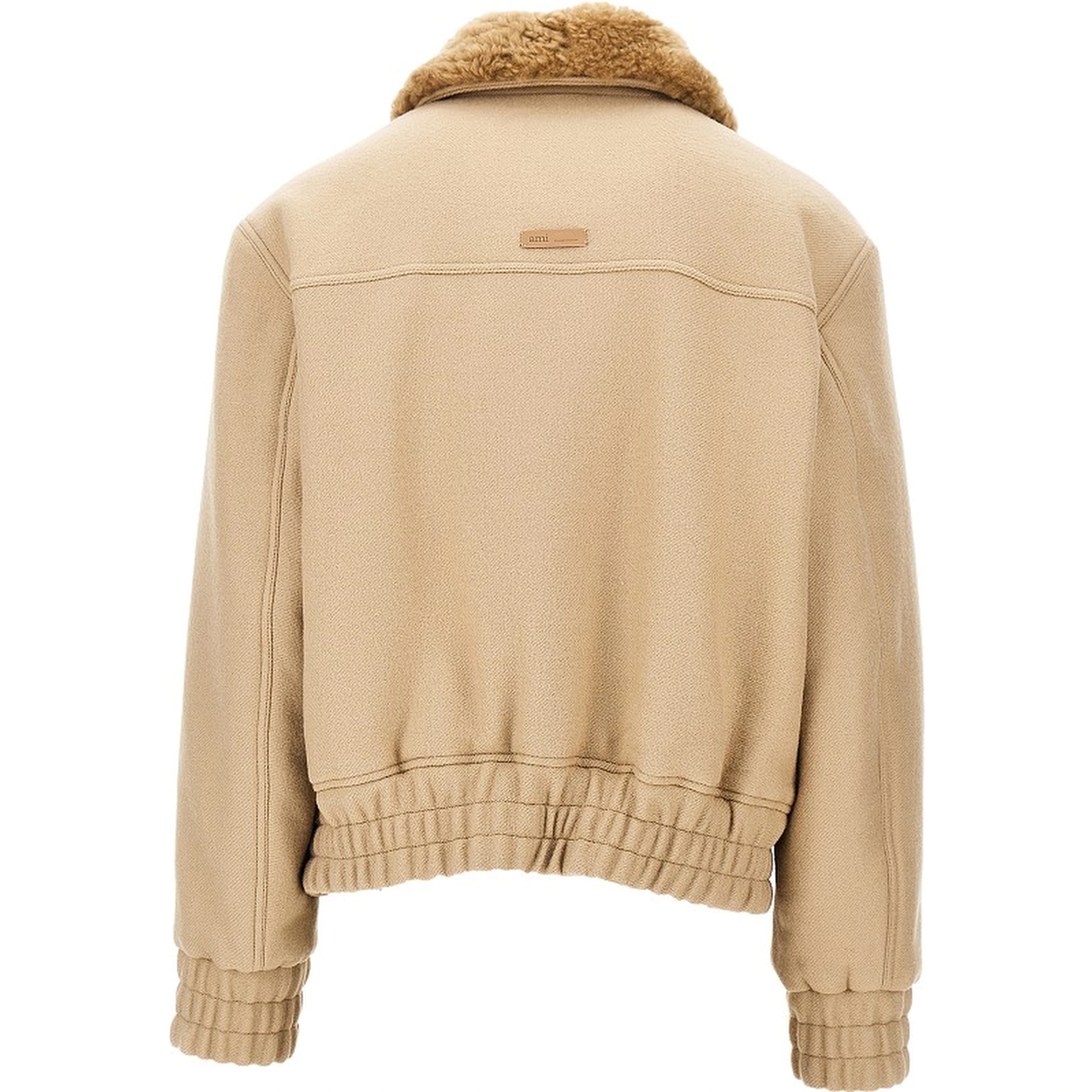 Wool bomber jacket with shearling collar