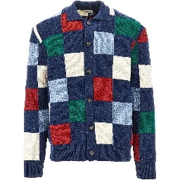 Multicoloured check wool cardigan