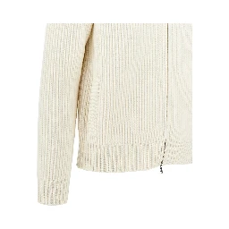 English rib wool full-zip cardigan