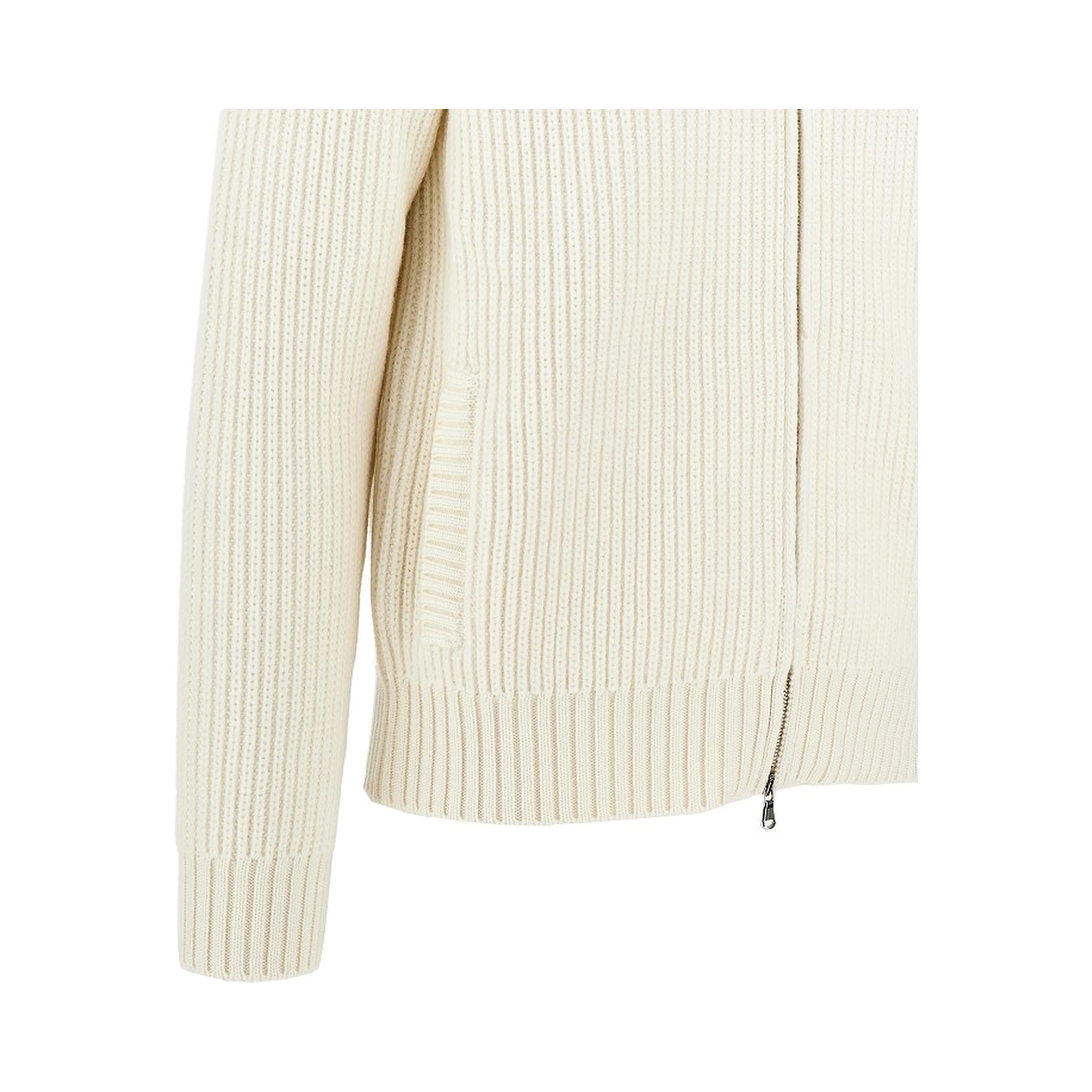 English rib wool full-zip cardigan