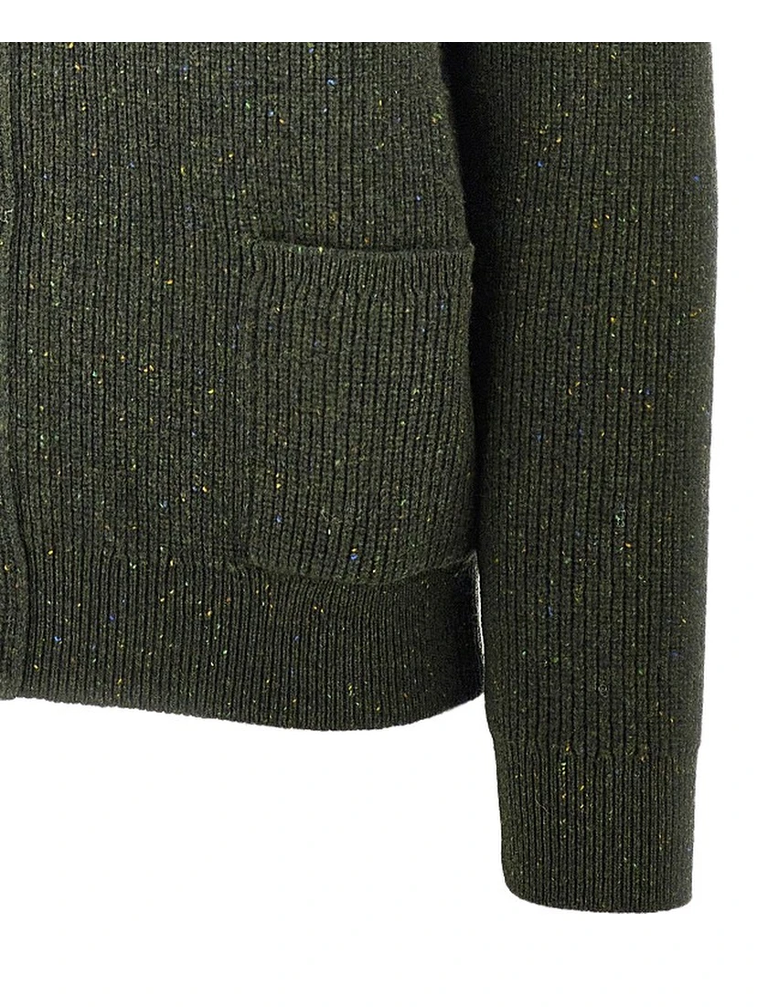 Shawl lapel merino wool cardigan