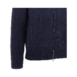 English rib wool full-zip cardigan