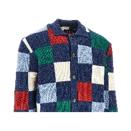 Multicoloured check wool cardigan