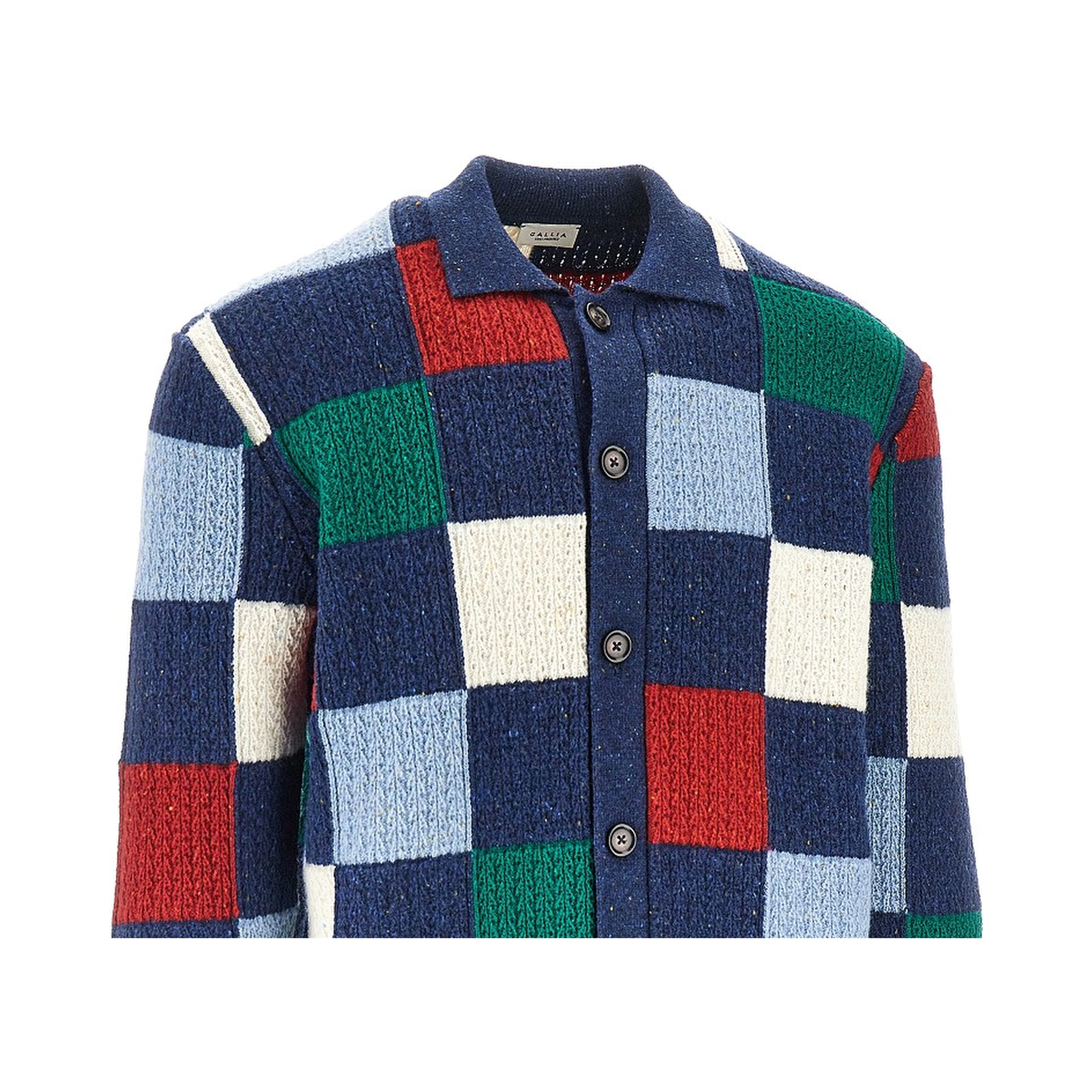 Multicoloured check wool cardigan