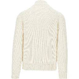 English rib wool full-zip cardigan