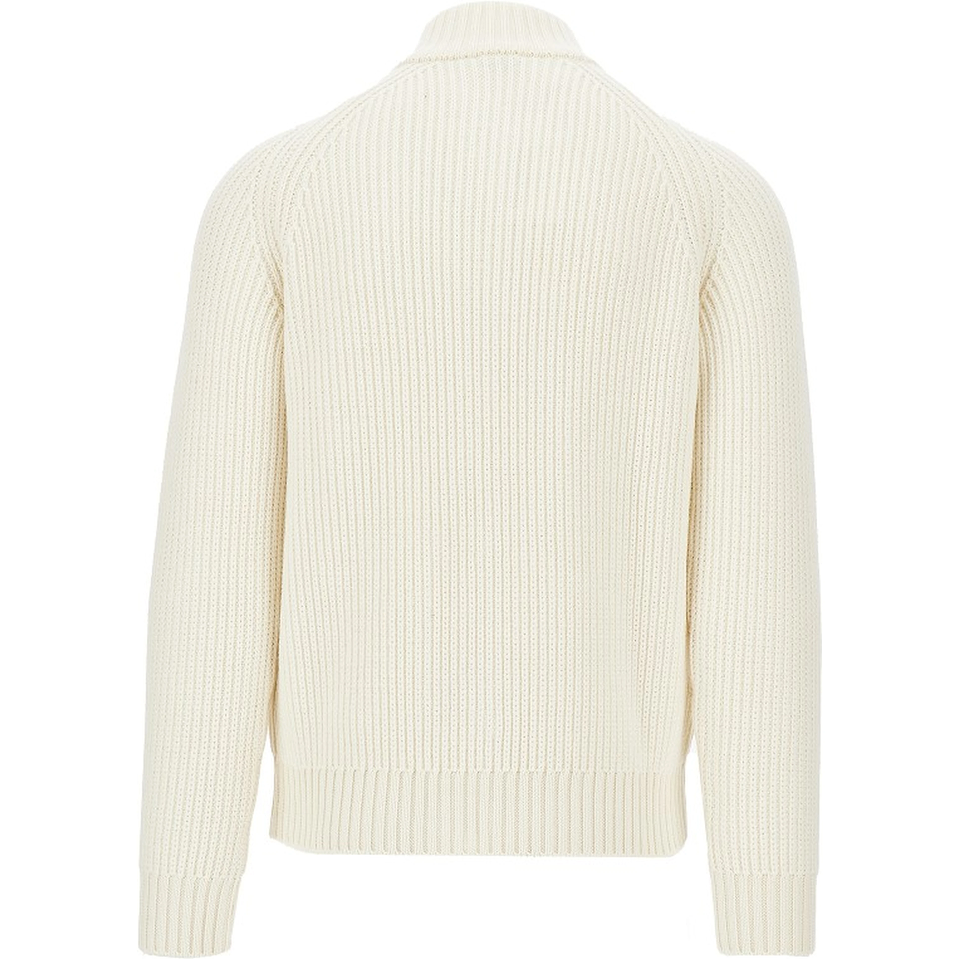 English rib wool full-zip cardigan