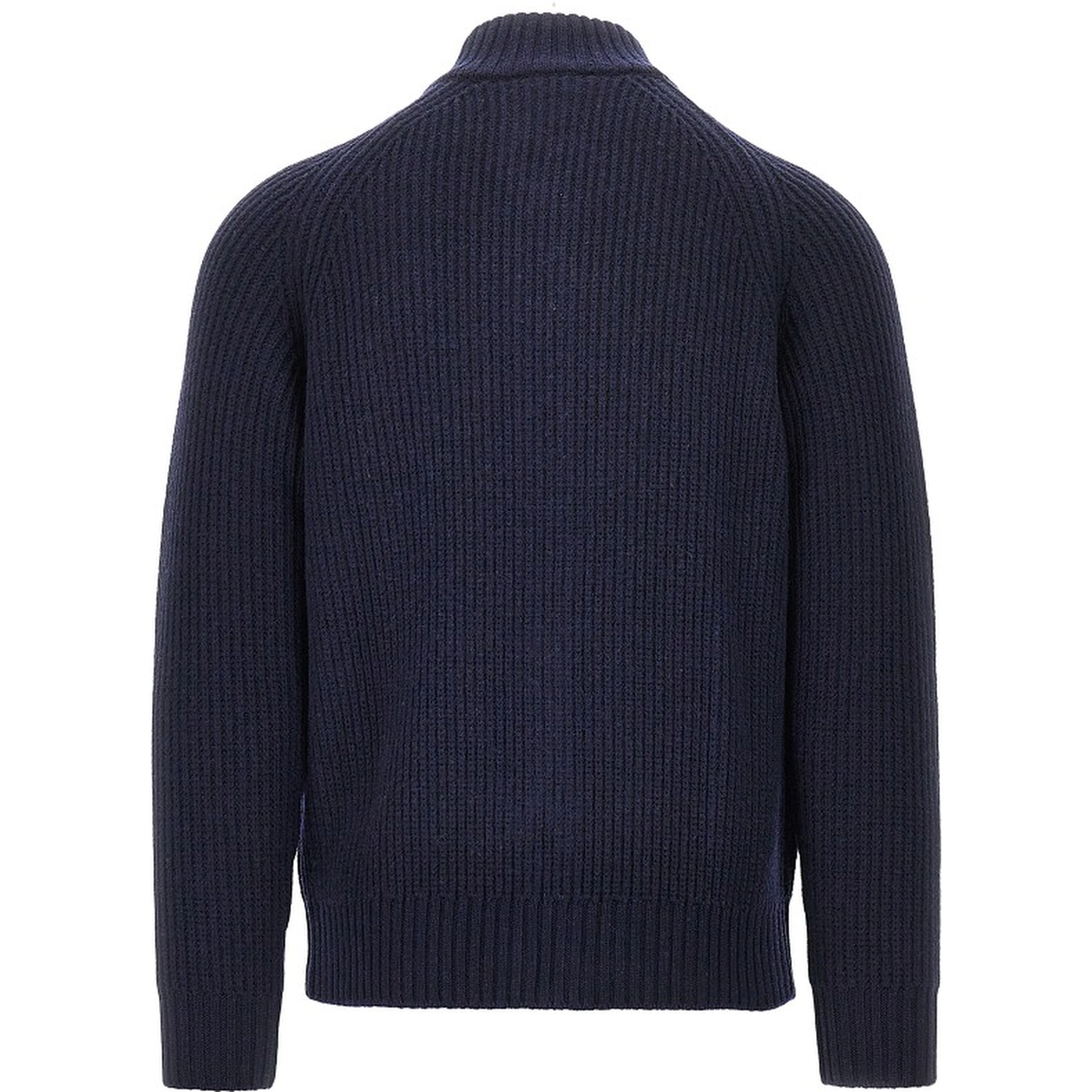 English rib wool full-zip cardigan