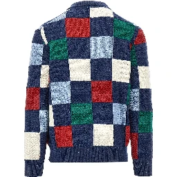Multicoloured check wool cardigan