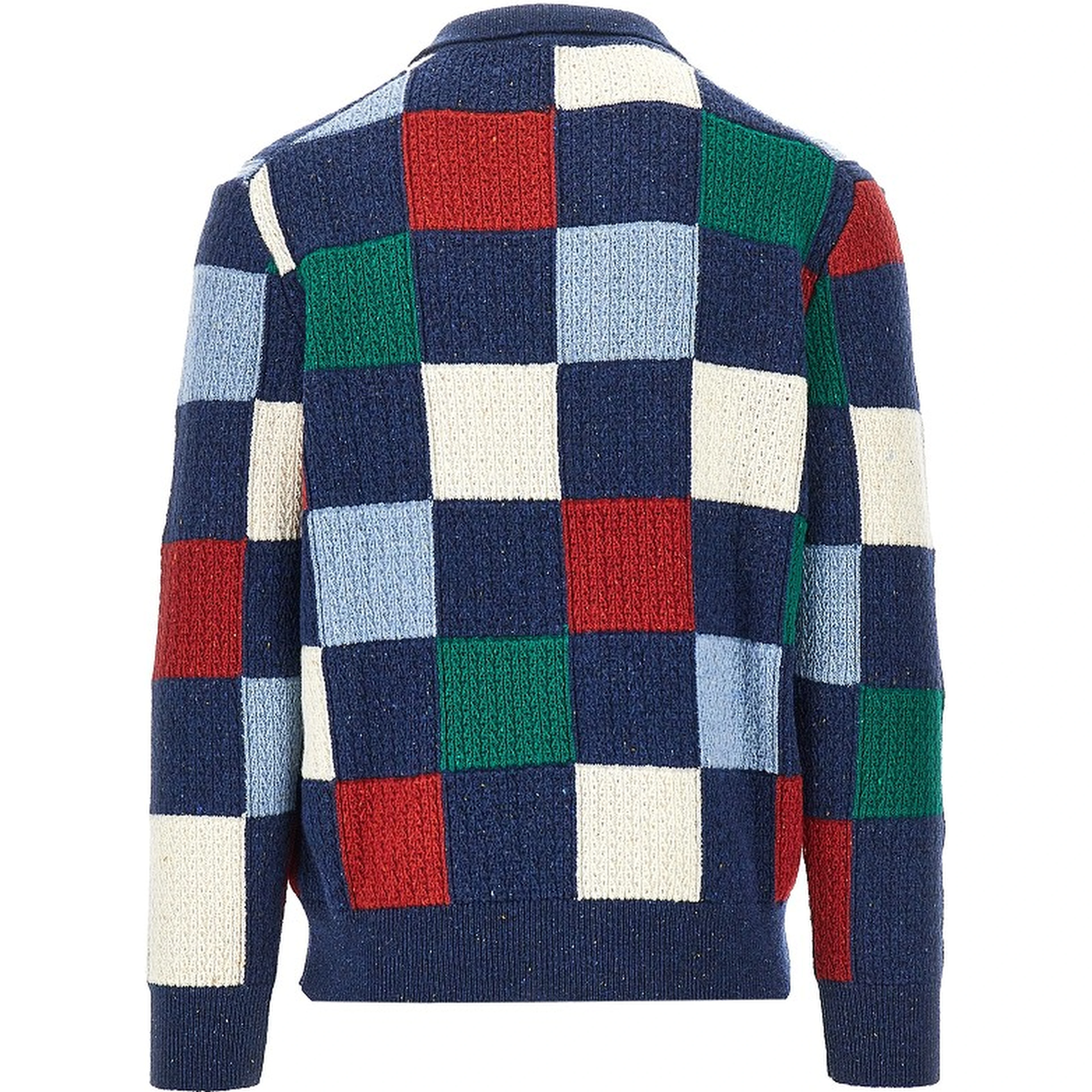 Multicoloured check wool cardigan