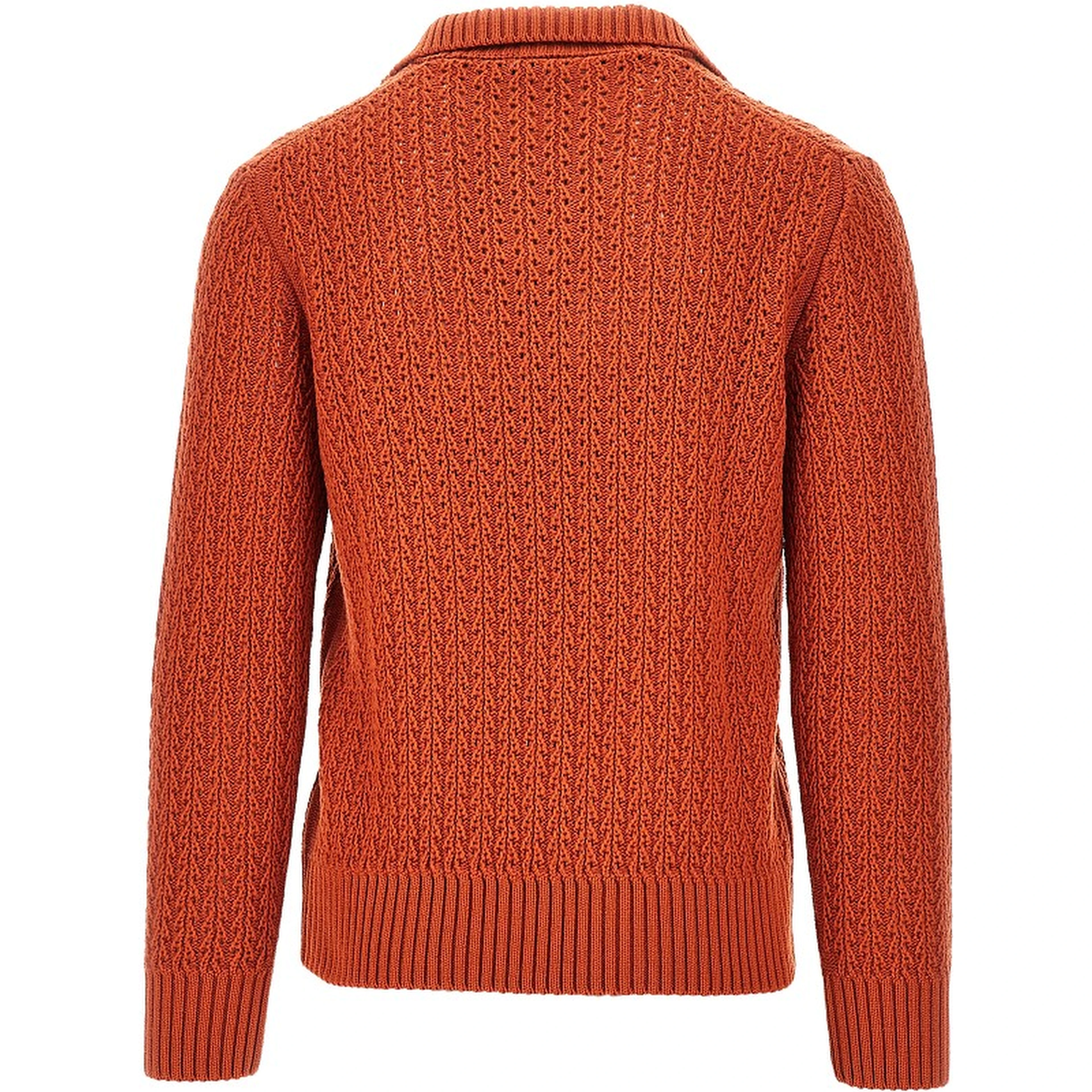 Openworked knit polo sweater
