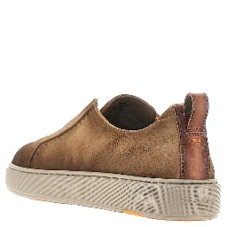 Vintage effect leather slip-on sneakers