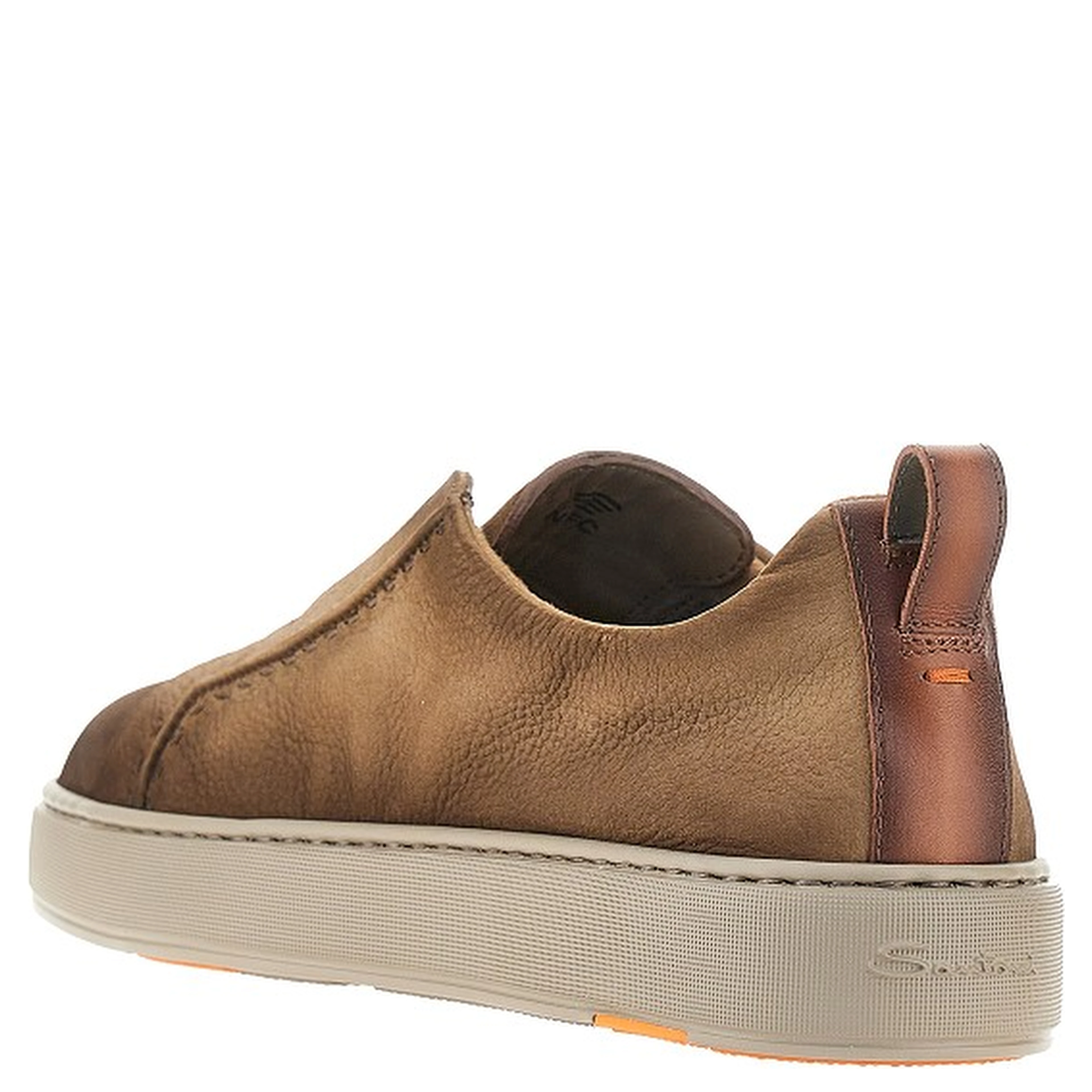Vintage effect leather slip-on sneakers