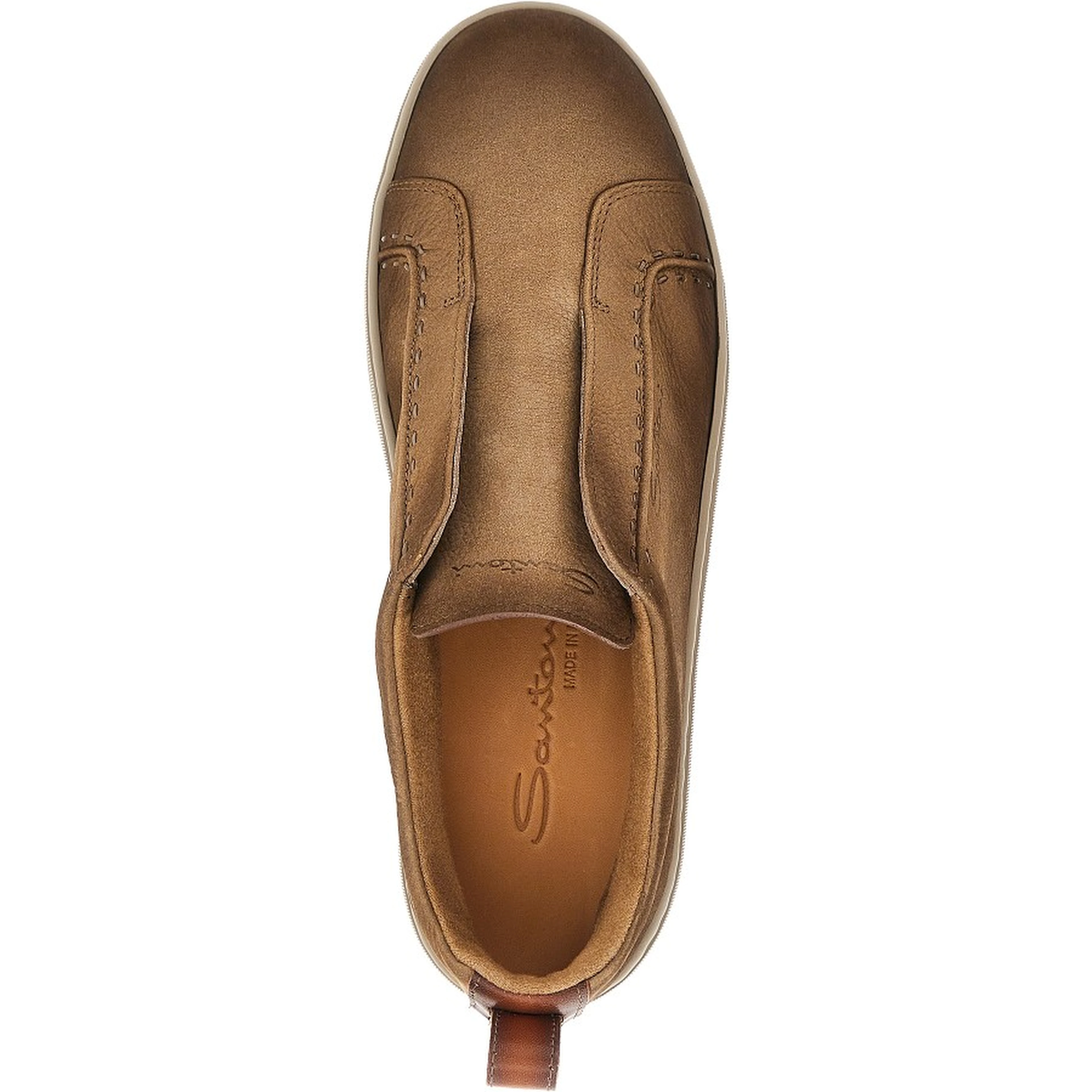 Vintage effect leather slip-on sneakers